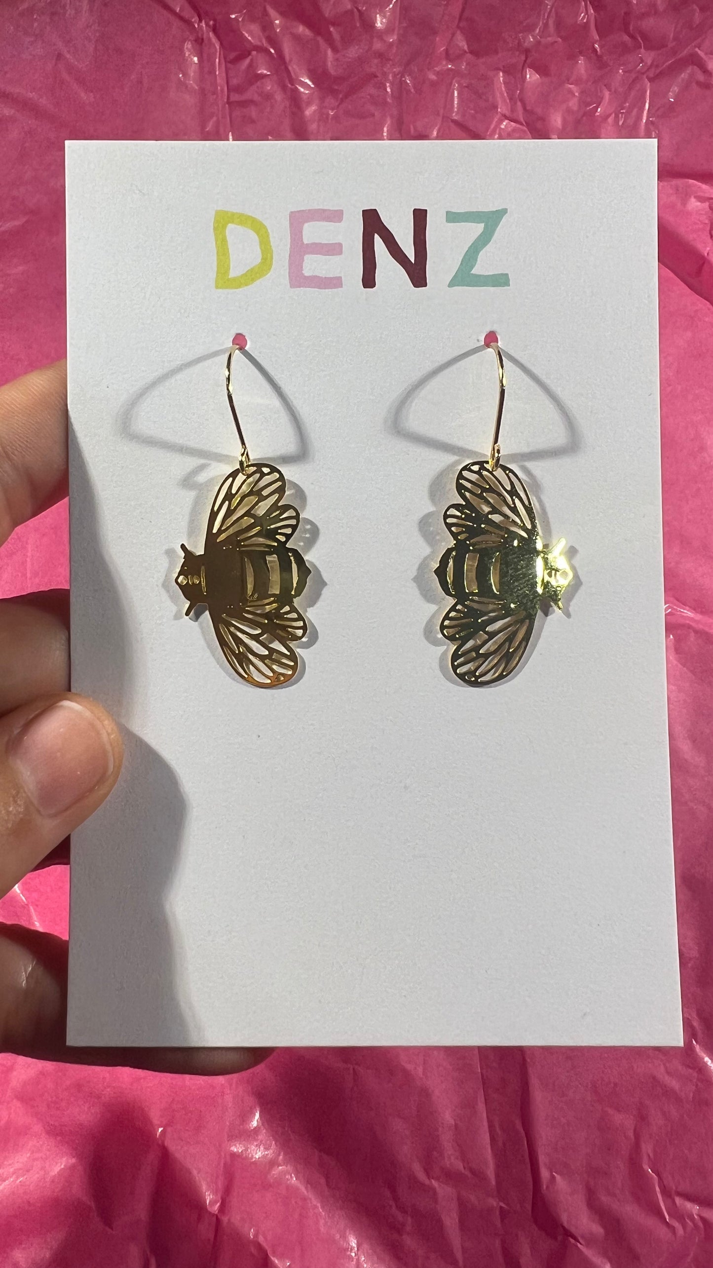 Mini Bee in Gold Earrings