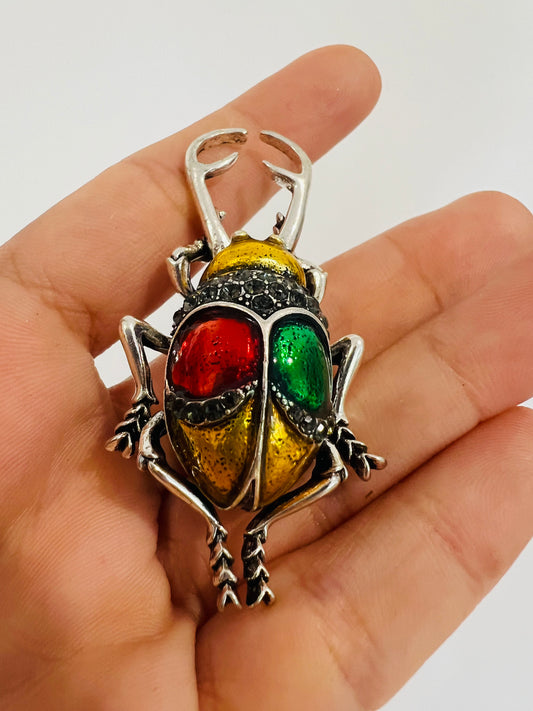Colourful Stag Beetle Brooch