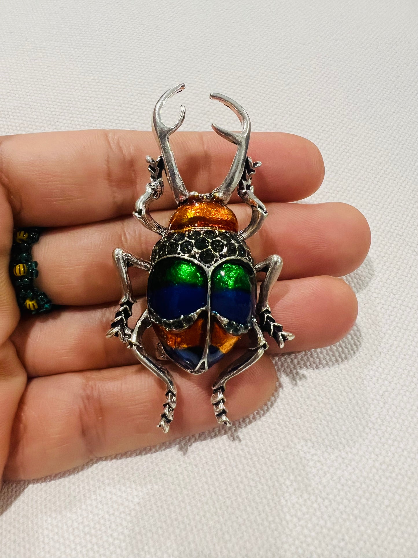Colourful Stag Beetle Brooch