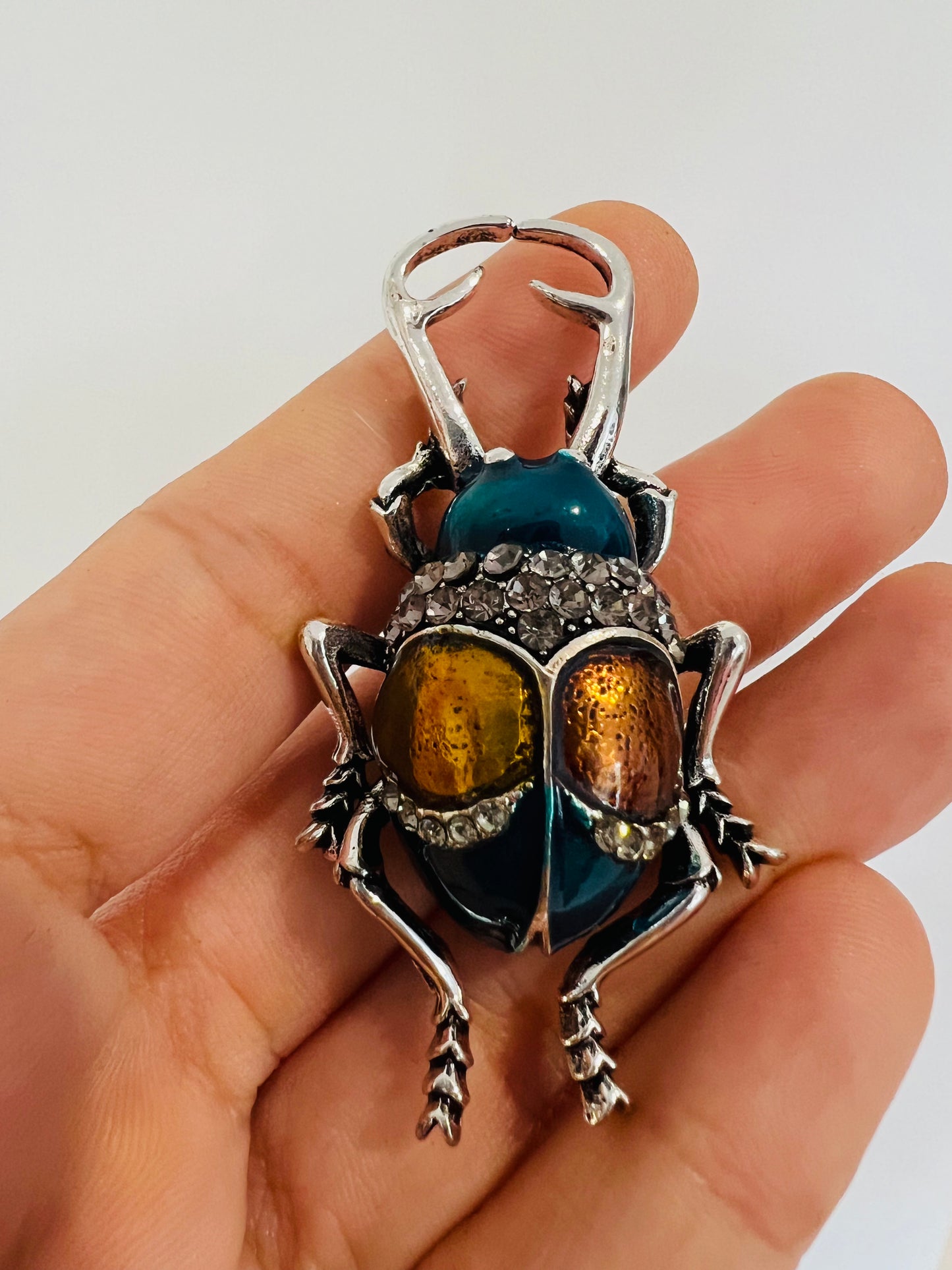 Colourful Stag Beetle Brooch