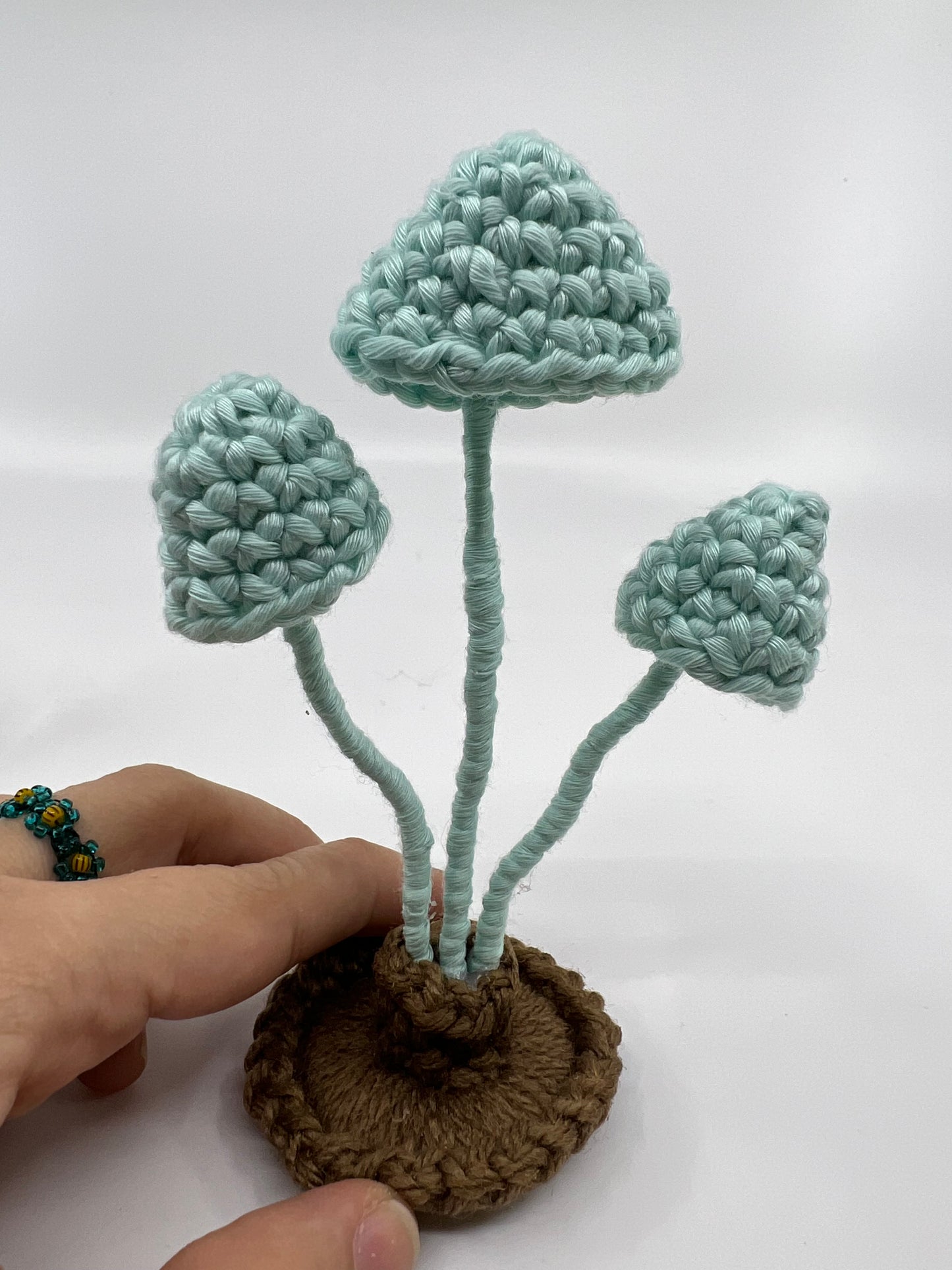 Glow-in-the-dark Marasmus mushroom sculpture