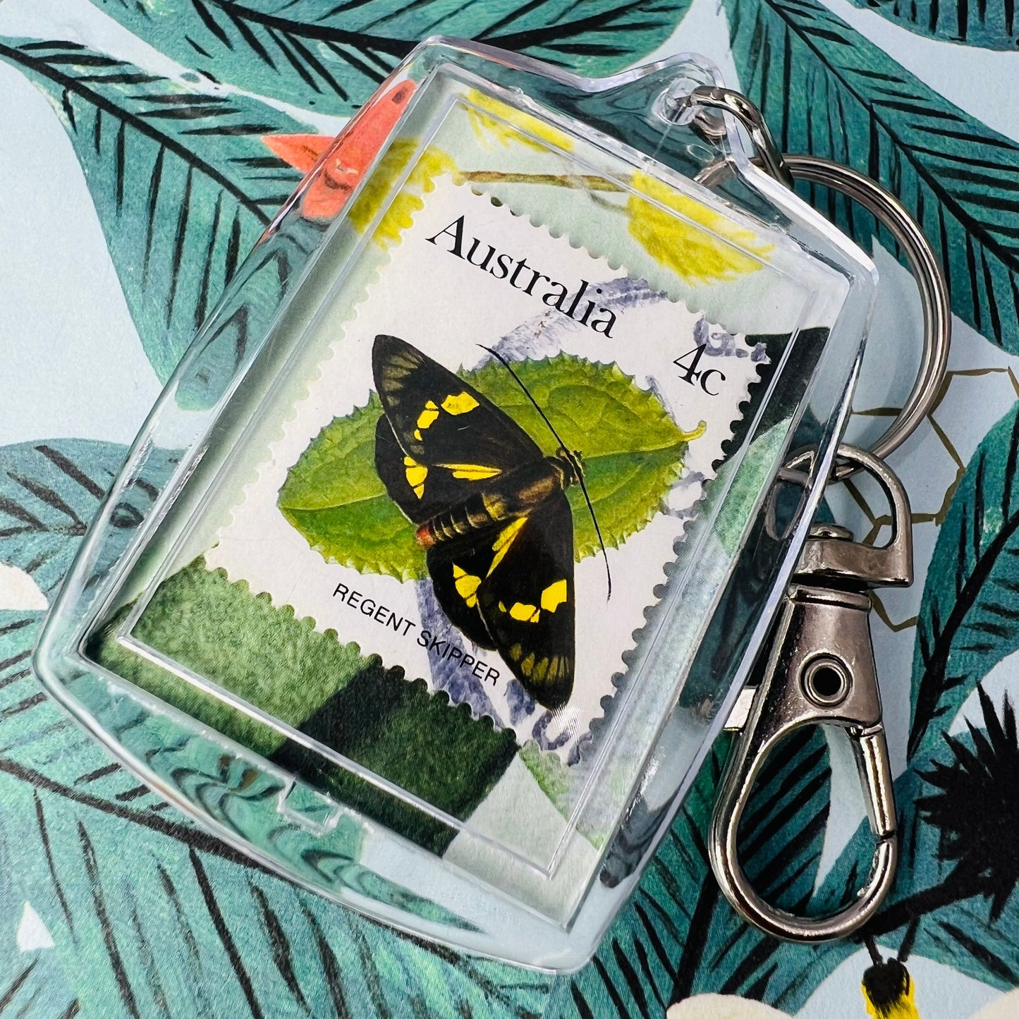 Real Australian stamp - Regent skipper keychain