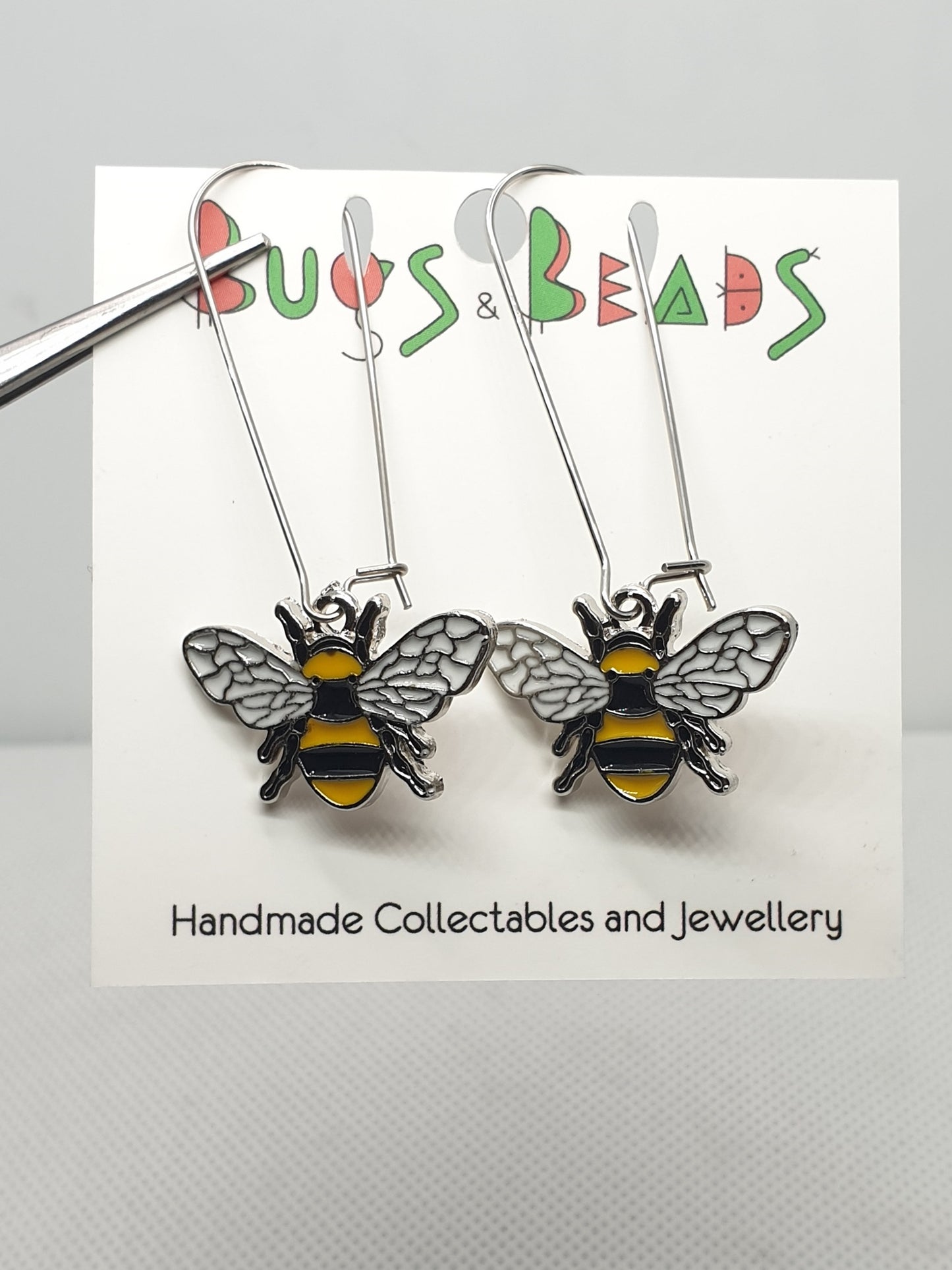 Silver Bee Long Earrings