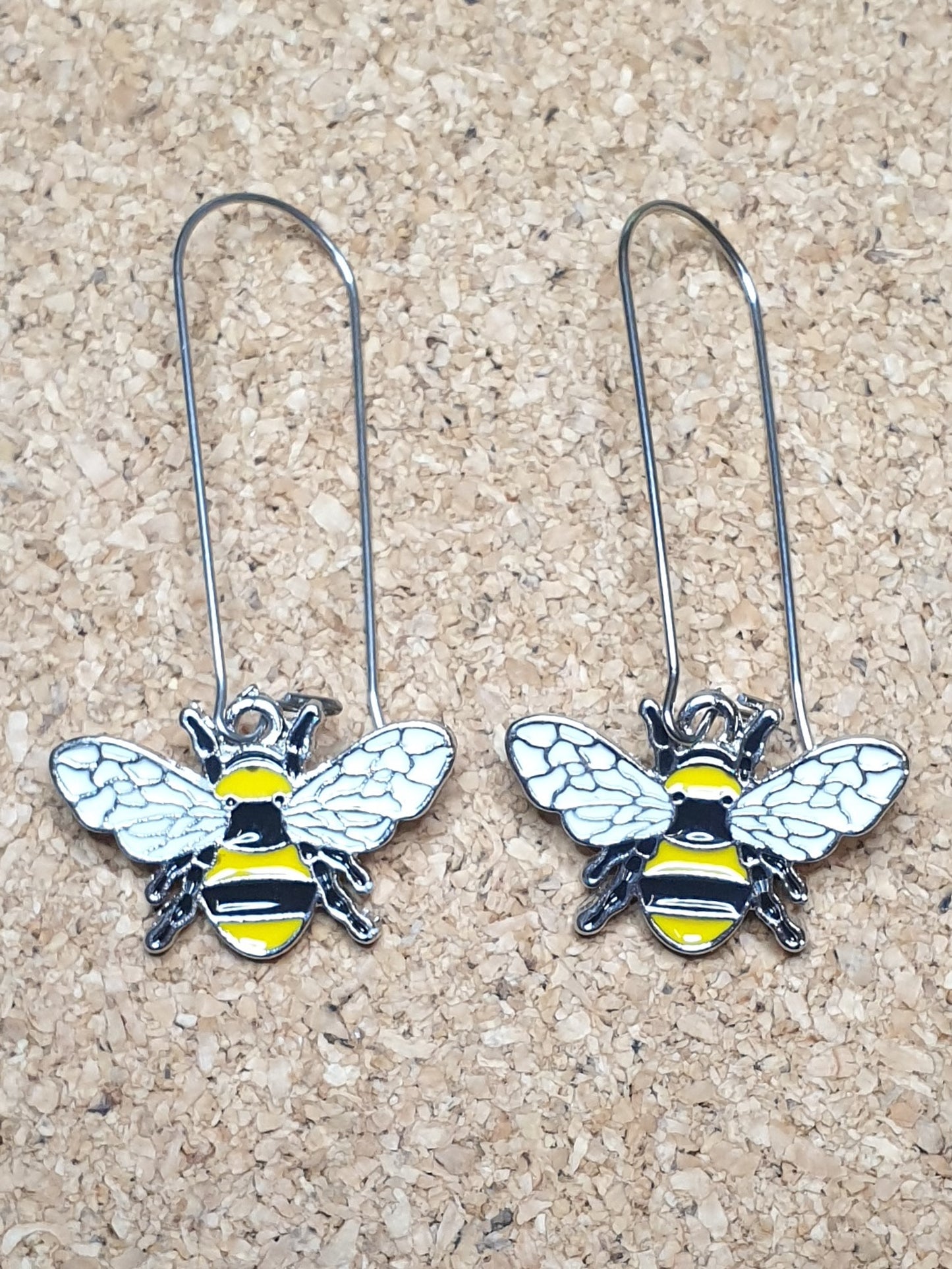 Silver Bee Long Earrings
