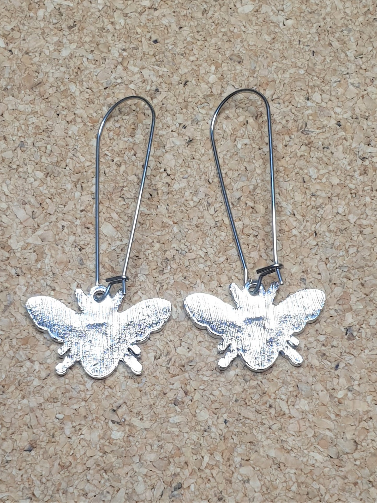 Silver Bee Long Earrings