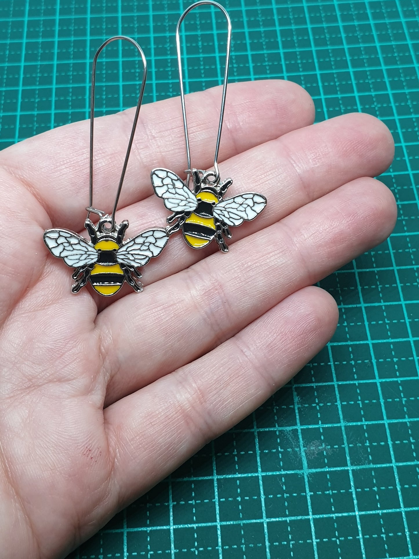 Silver Bee Long Earrings