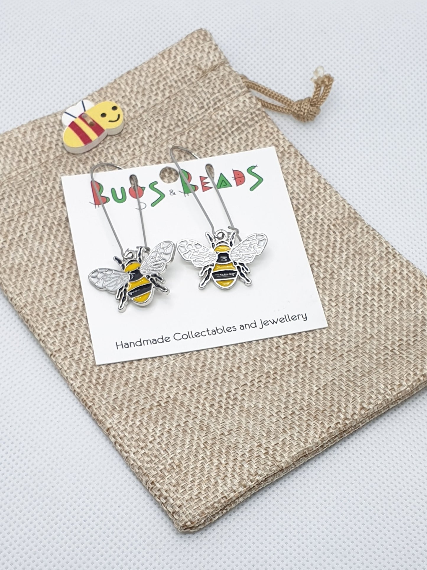 Silver Bee Long Earrings