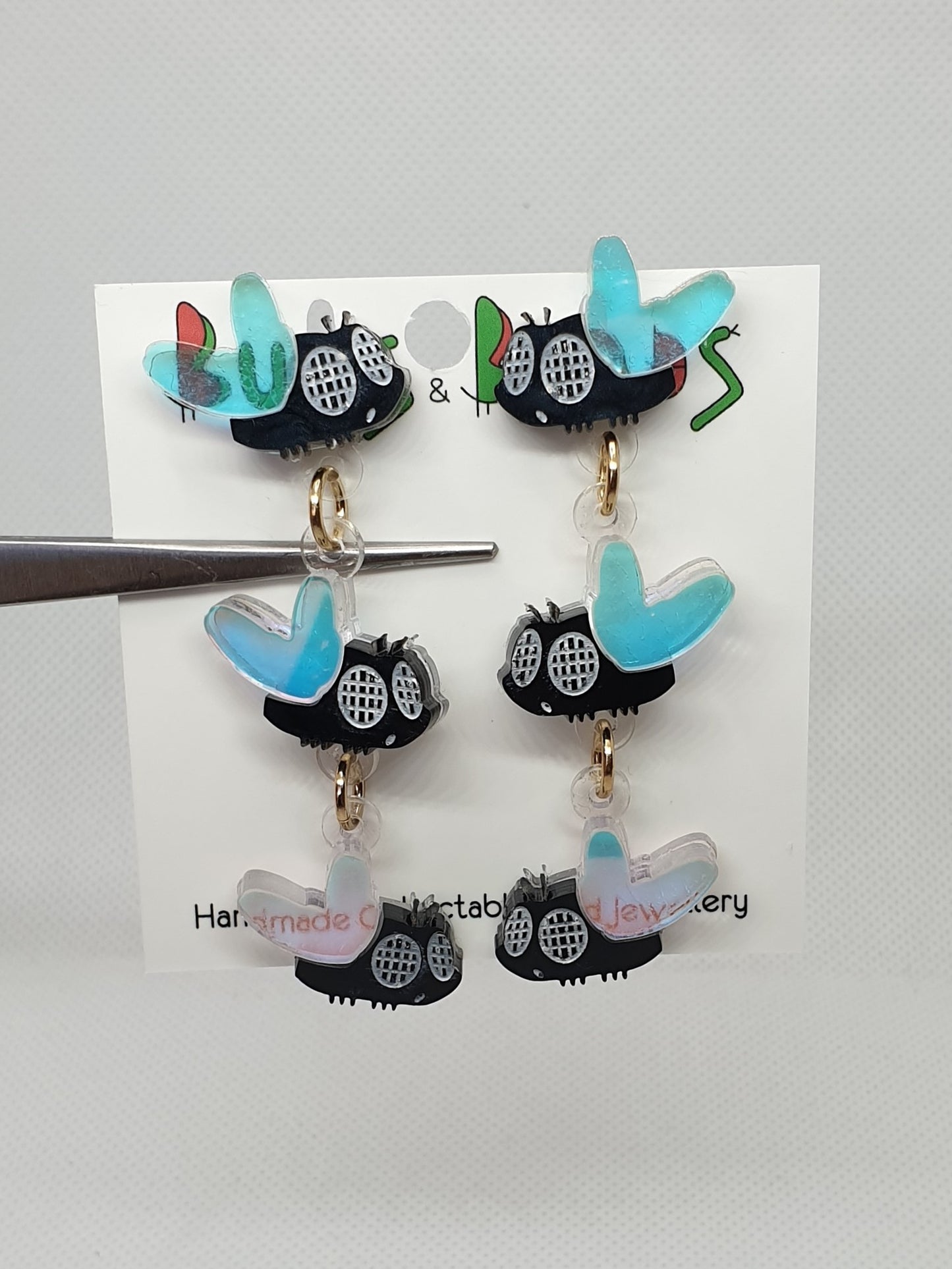 Flies dangles acrylic earrings
