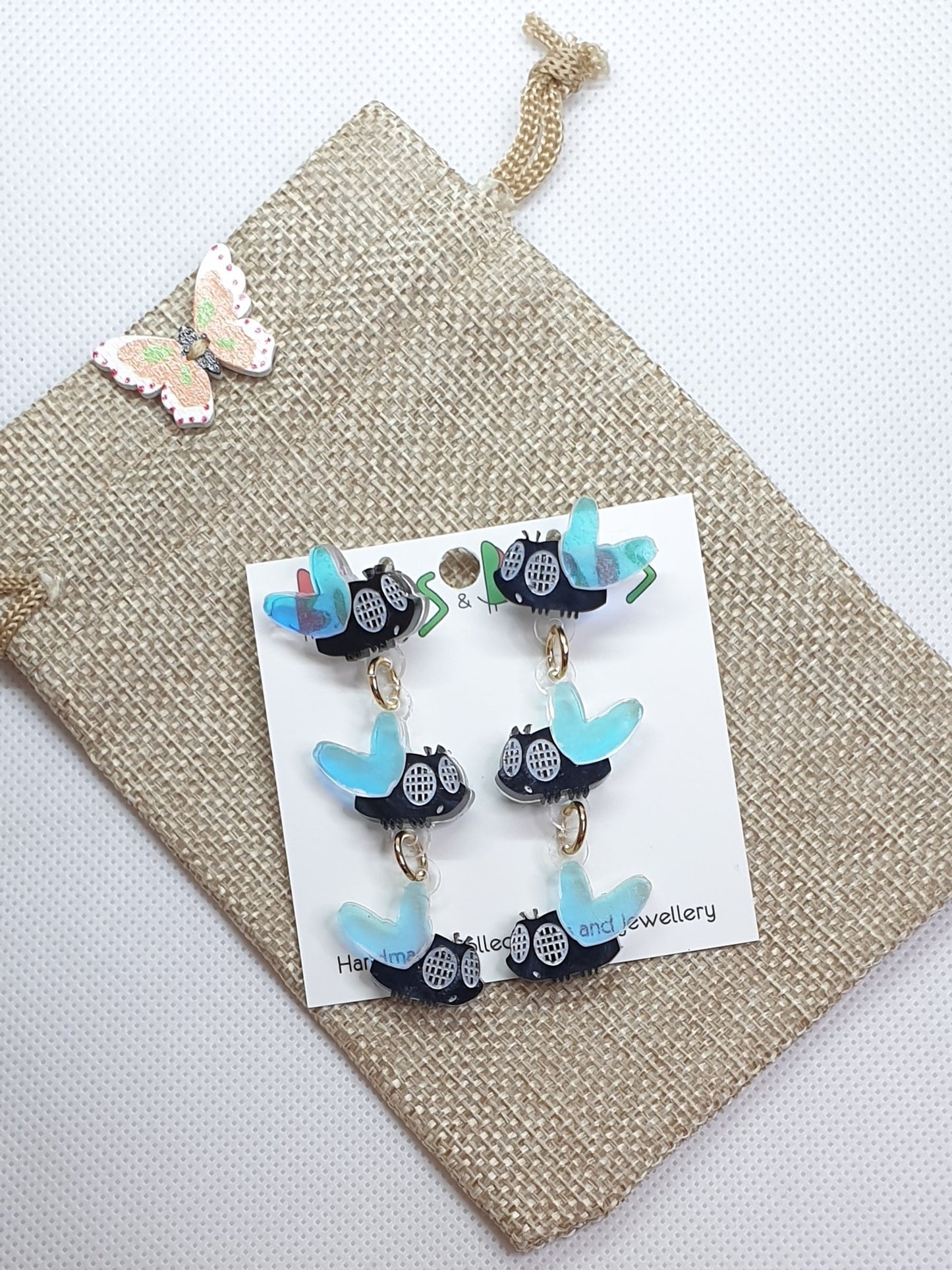 Flies dangles acrylic earrings
