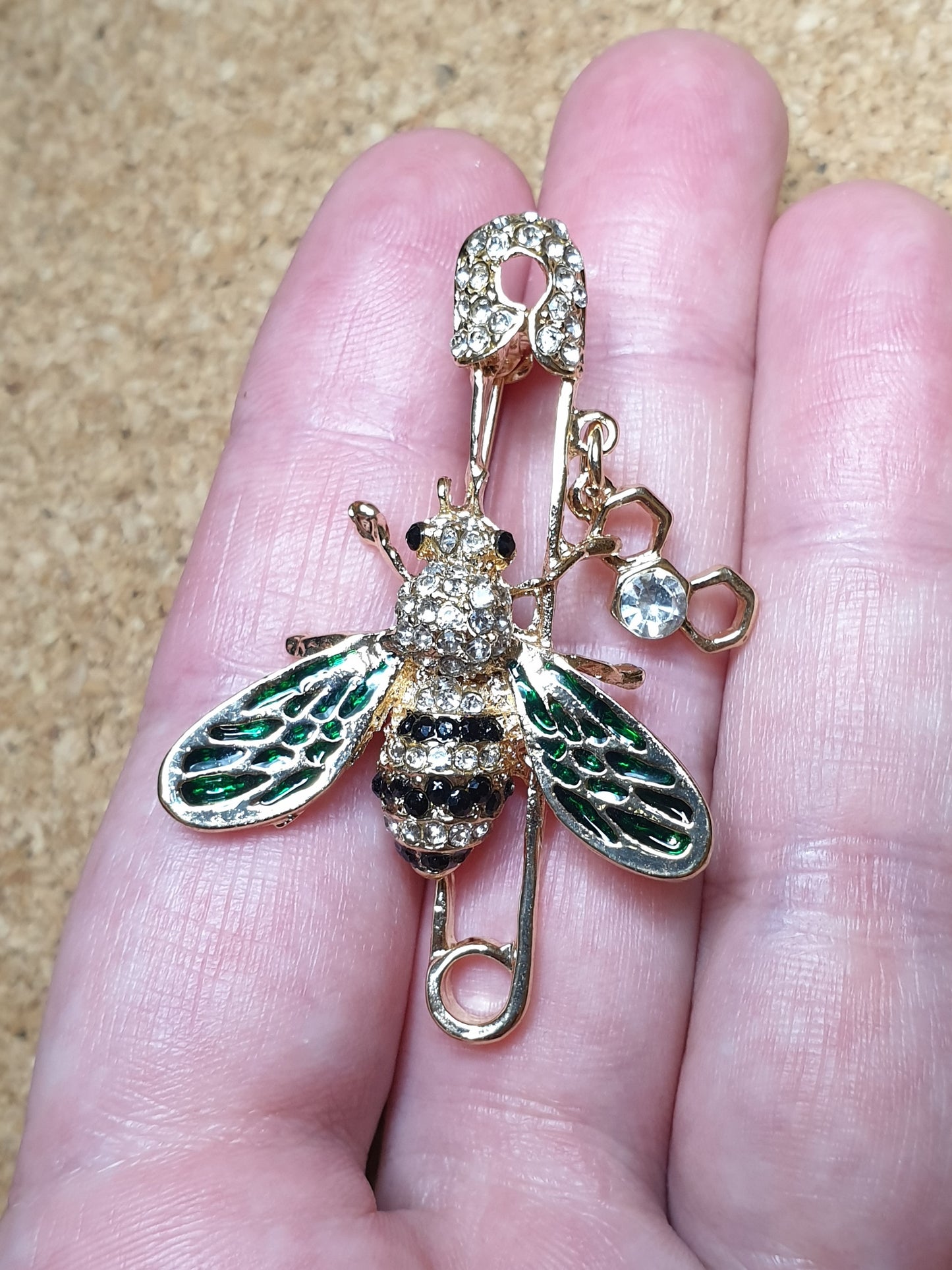 Bee on Pin Brooch - Green