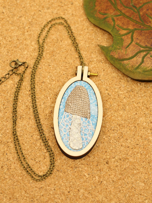 Stinkhorn in the Sky embroidered necklace