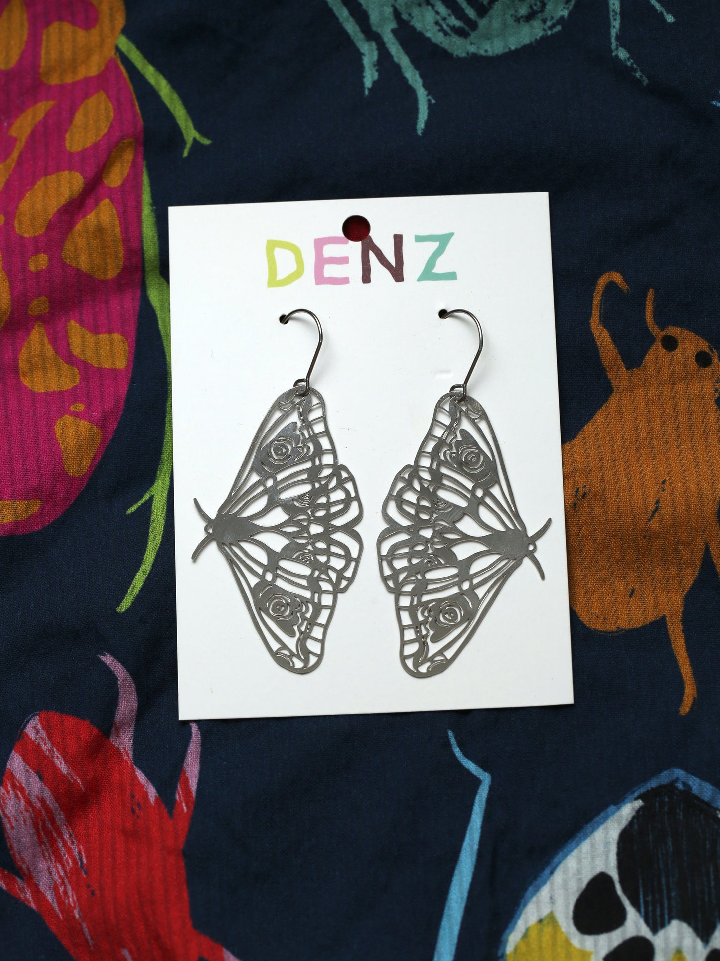 Moths in Silver Earrings