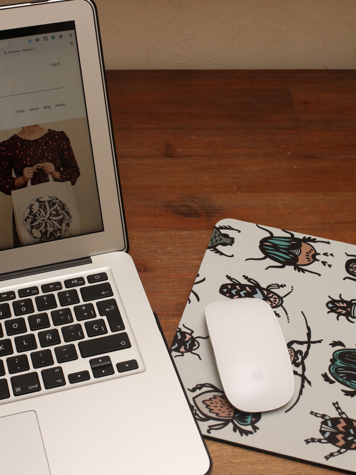 Beetles Mouse Pad - White