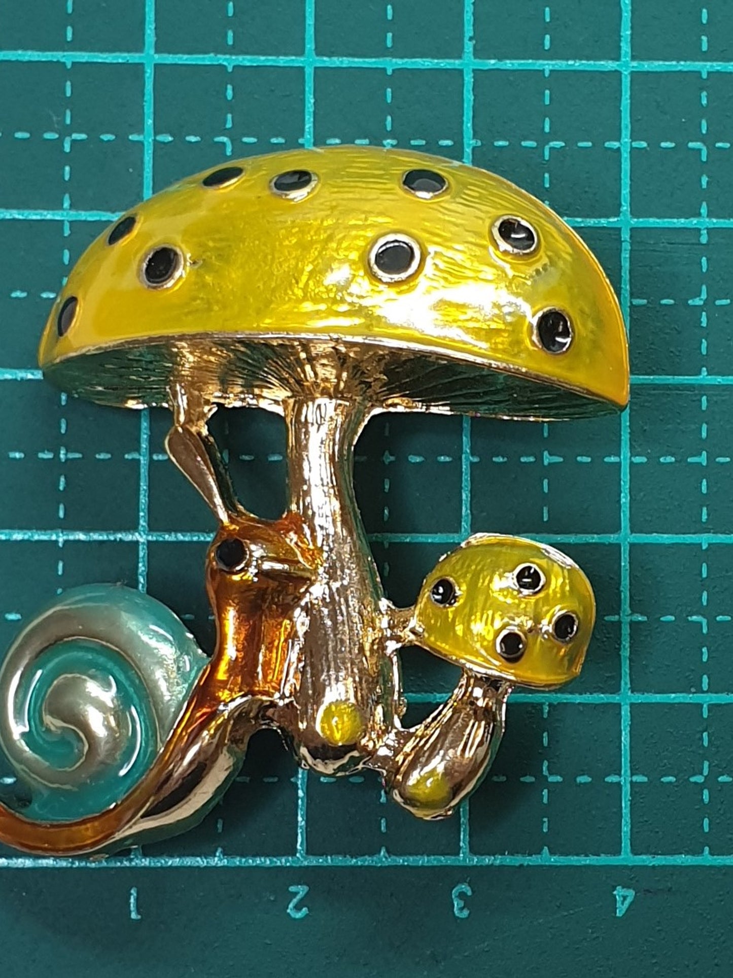 Mushroom & Snail Brooch