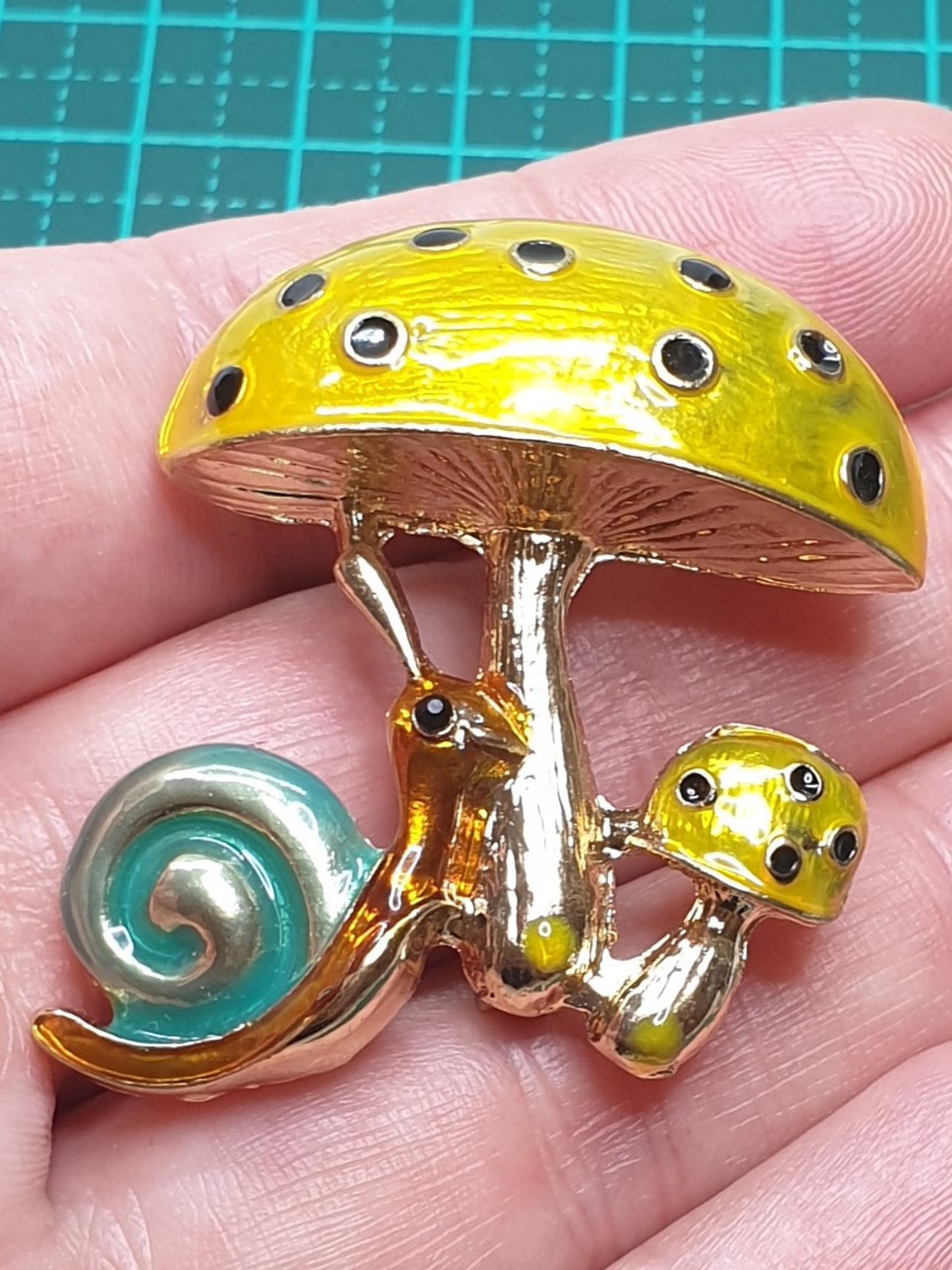 Mushroom & Snail Brooch
