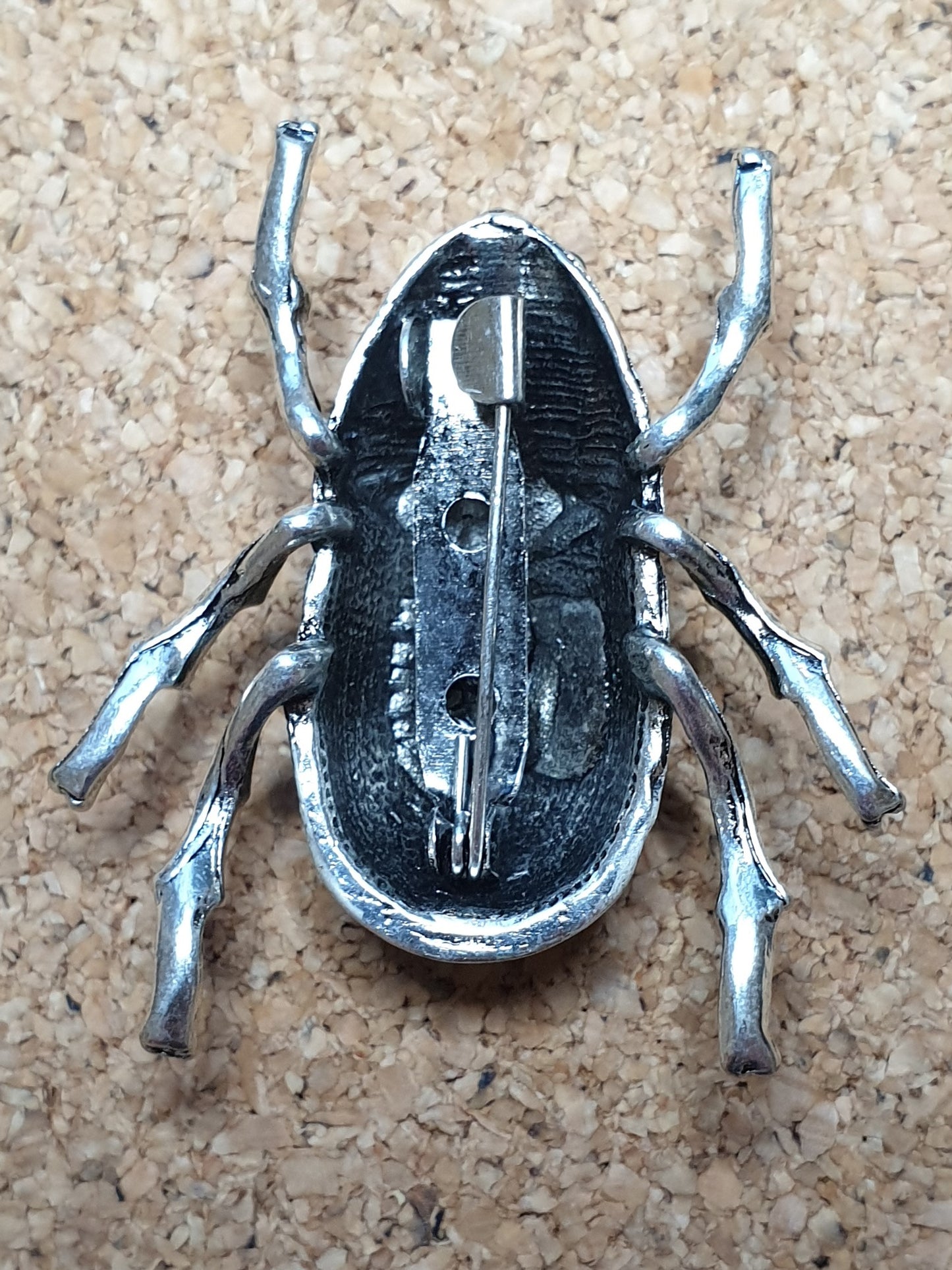 Rhino Beetle Brooch - Silver