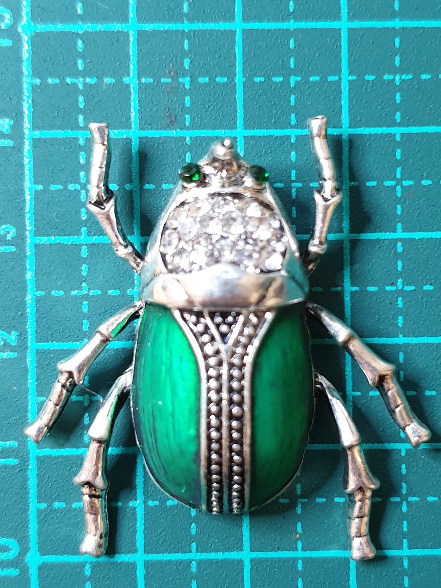 Rhino Beetle Brooch - Silver