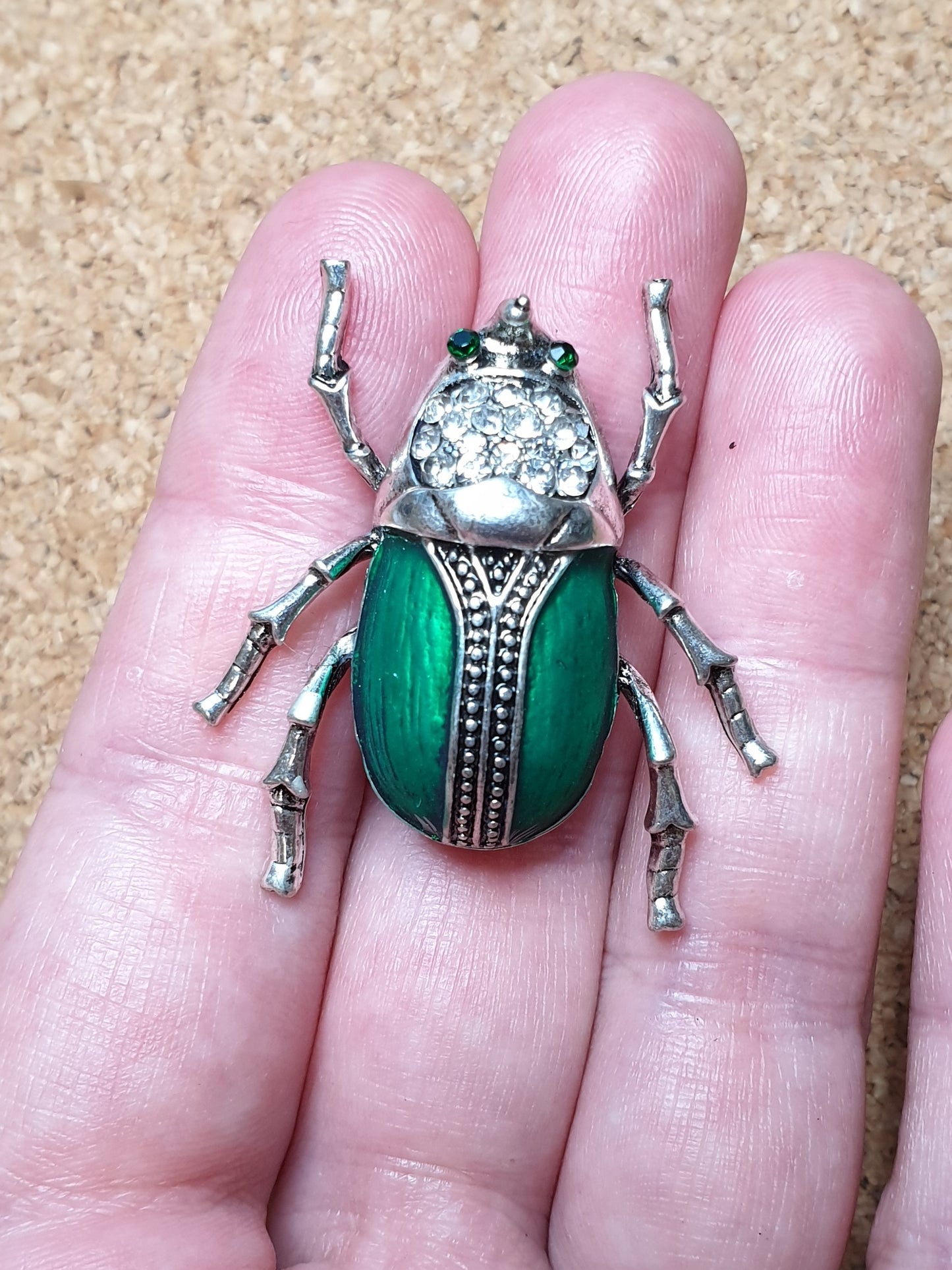 Rhino Beetle Brooch - Silver