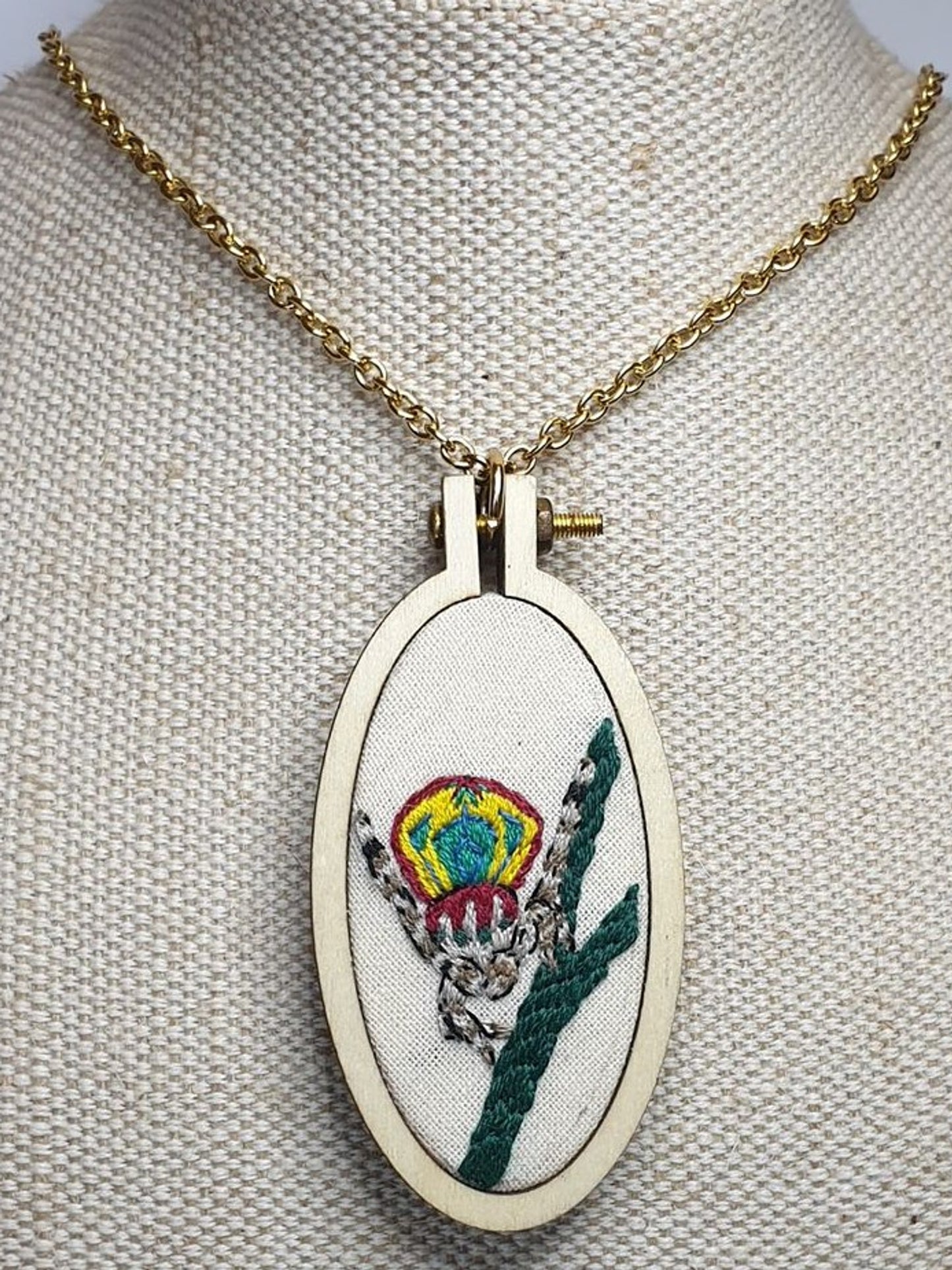 Large Peacock Spider embroidered pendant