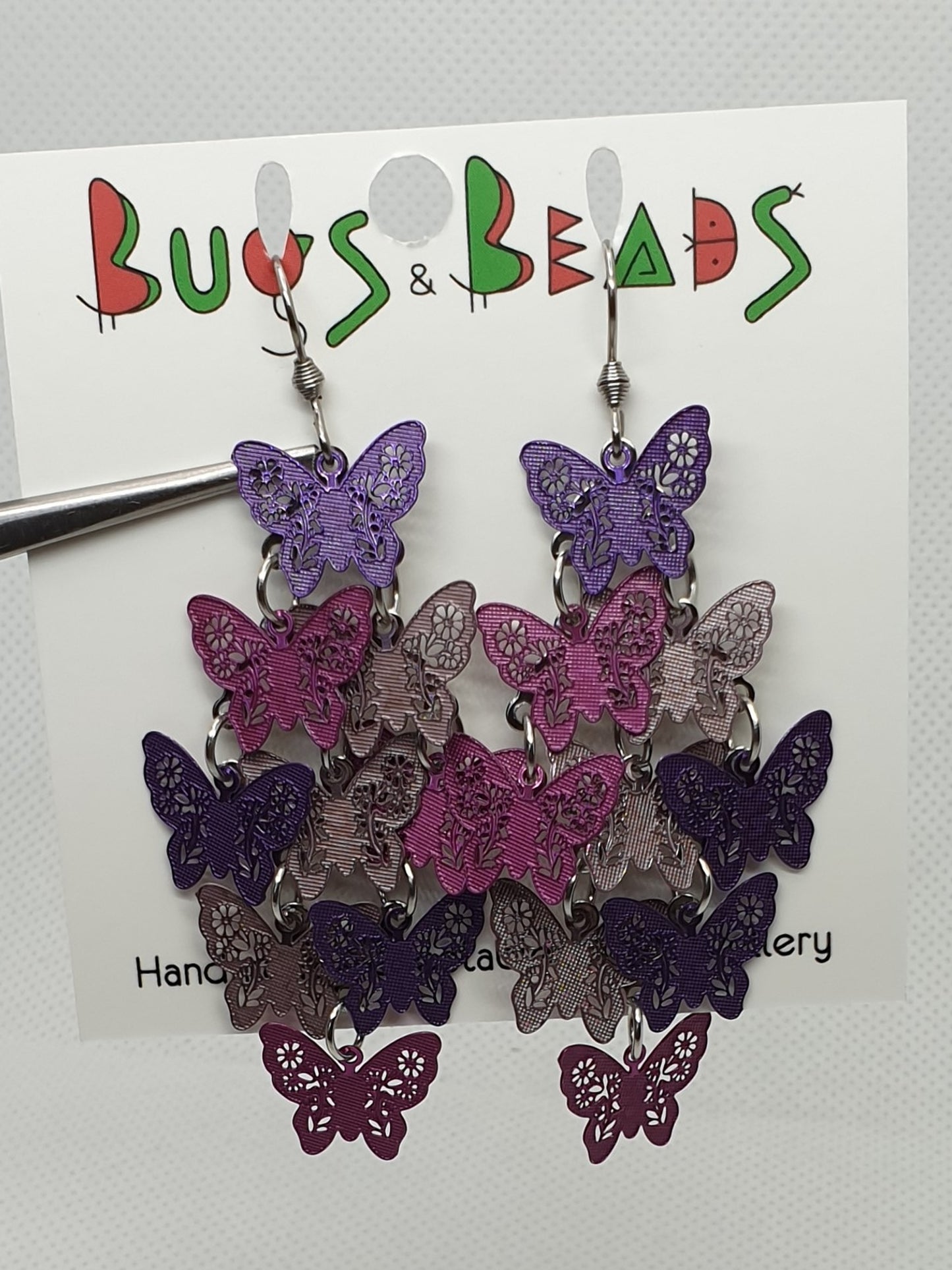 Purple Butterflies dangle earrings