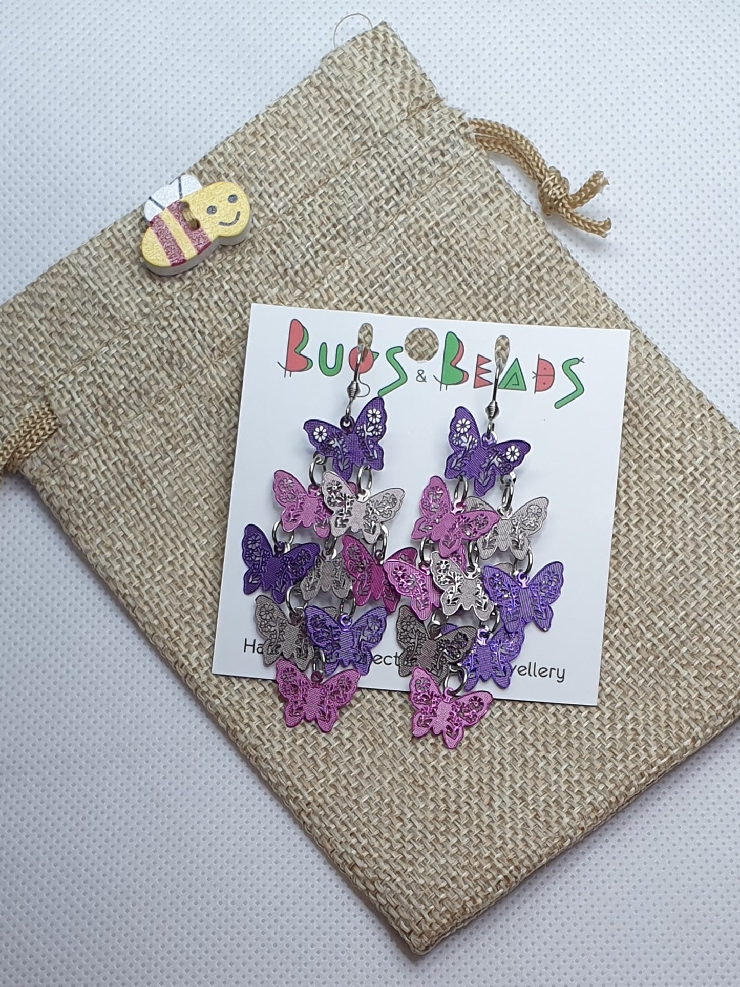 Purple Butterflies dangle earrings