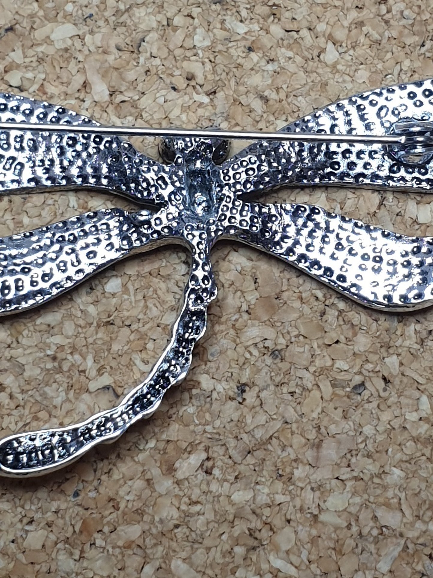 Dragonfly Brooch - Silver & White