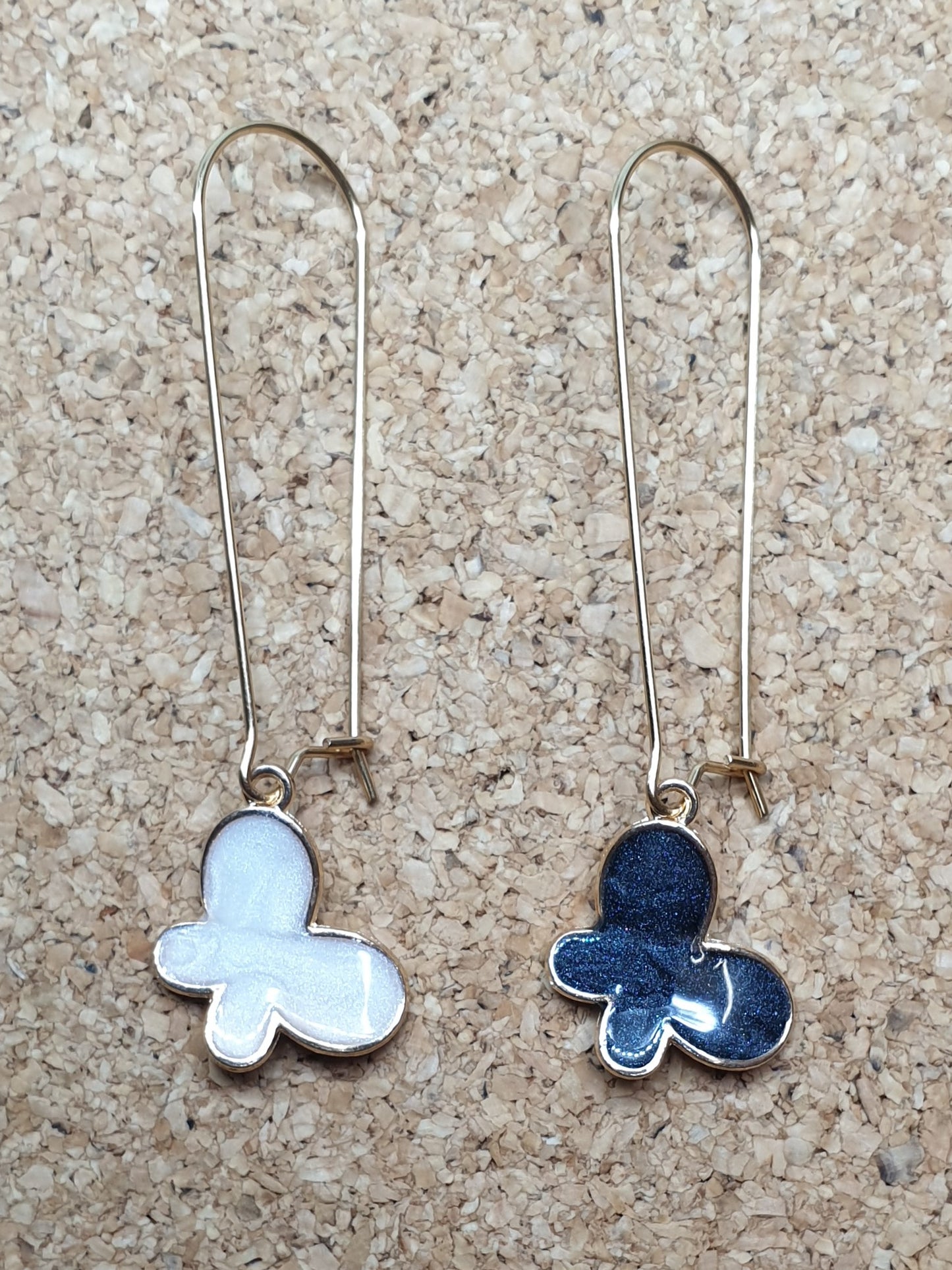 Rose & Black butterflies on hook earrings
