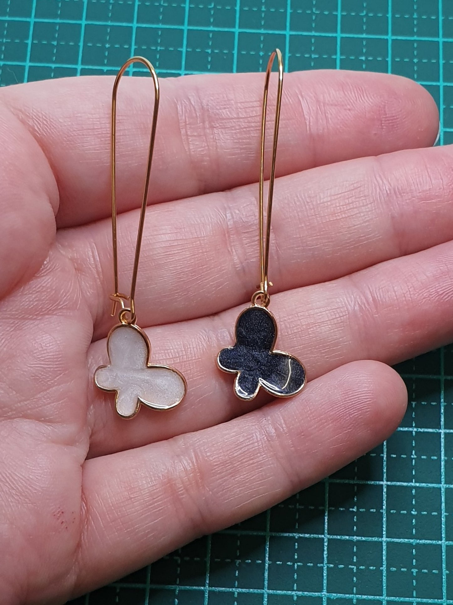 Rose & Black butterflies on hook earrings