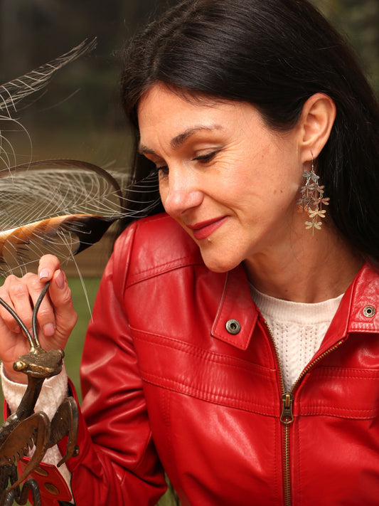 Silver & Golden Dragonflies dangle earrings