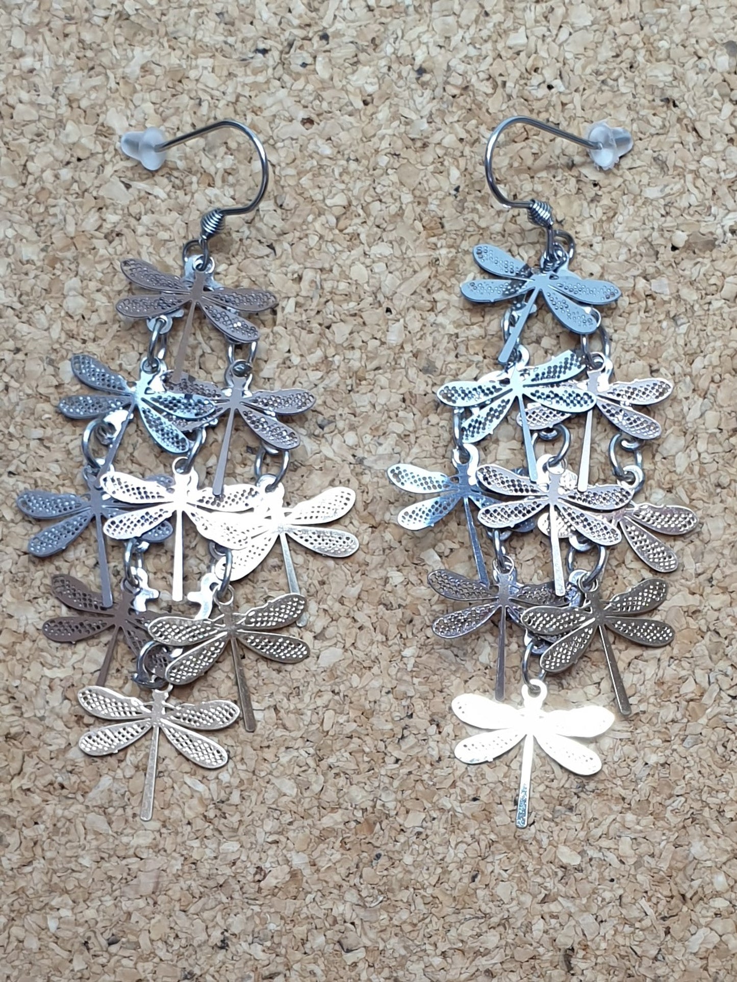 Silver & Golden Dragonflies dangle earrings