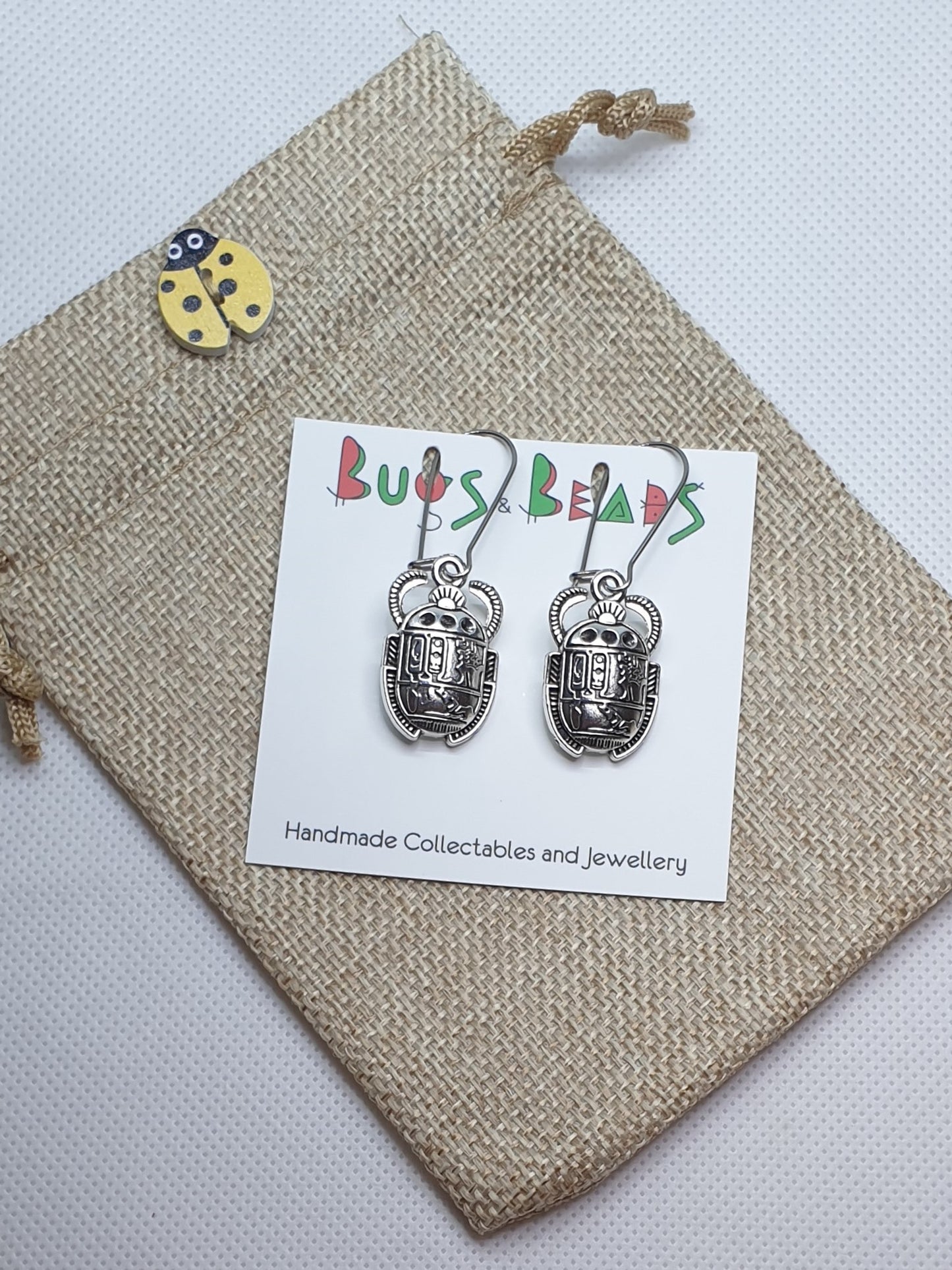 Egyptian beetle earrings