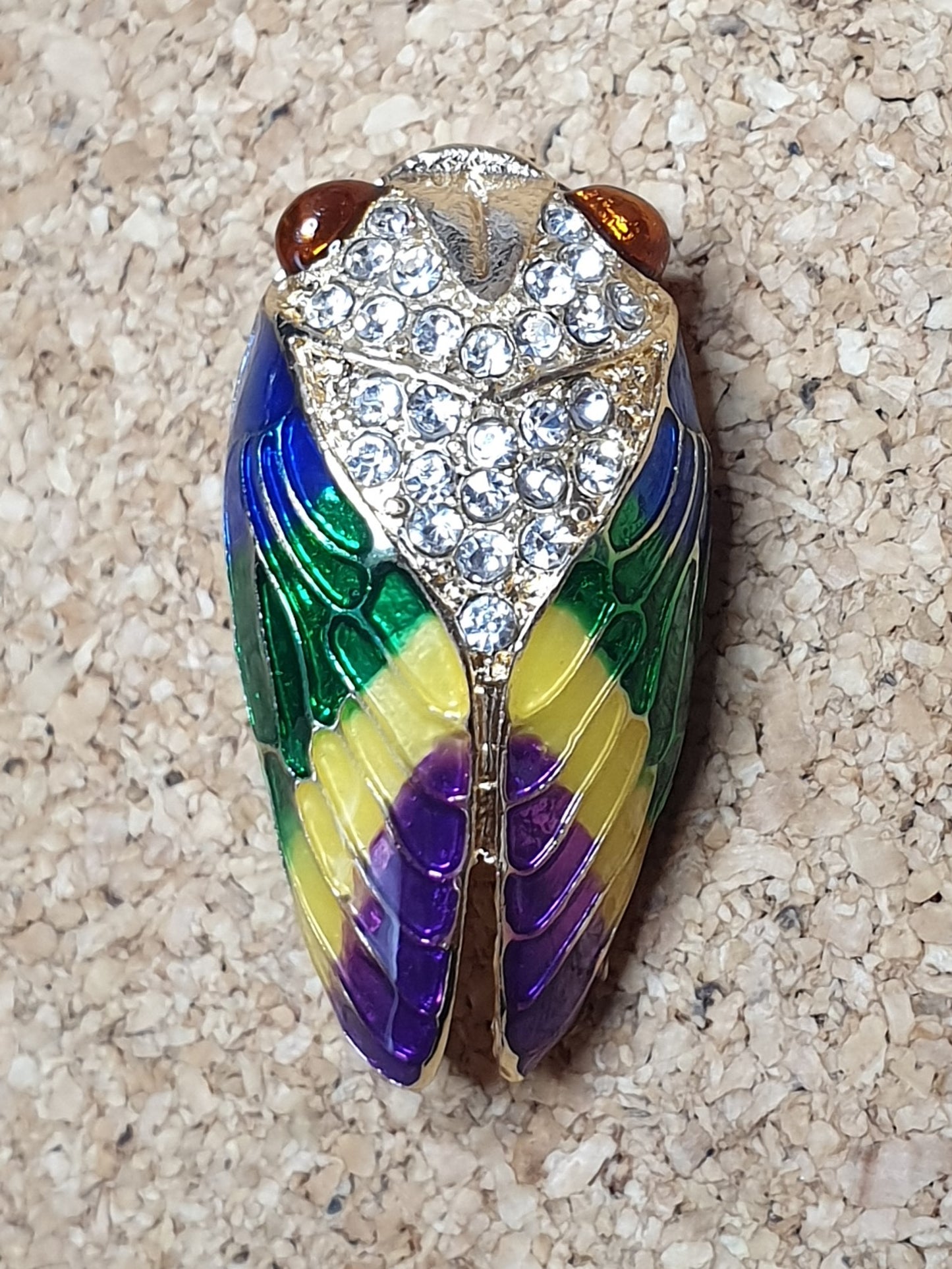 Cicada Fashion Brooch - Orange Eyes