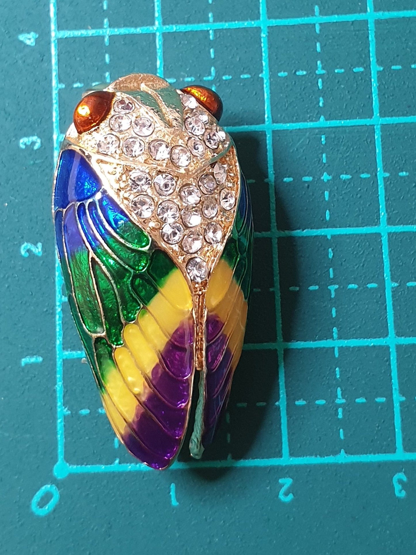Cicada Fashion Brooch - Orange Eyes