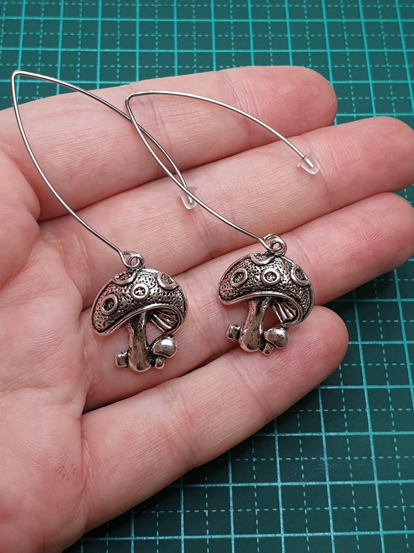 Long marquise mushrooms earrings
