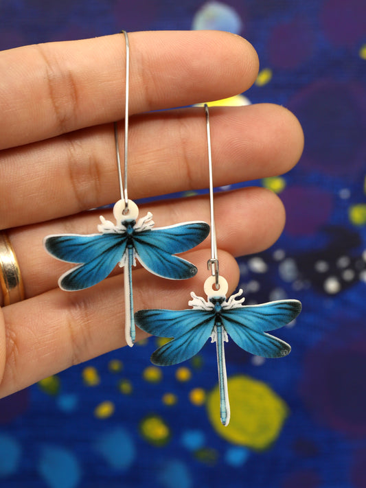 Blue Damselfly Acrylic Earrings