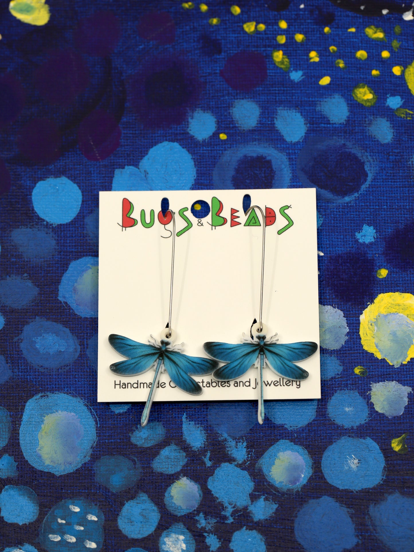 Blue Damselfly Acrylic Earrings