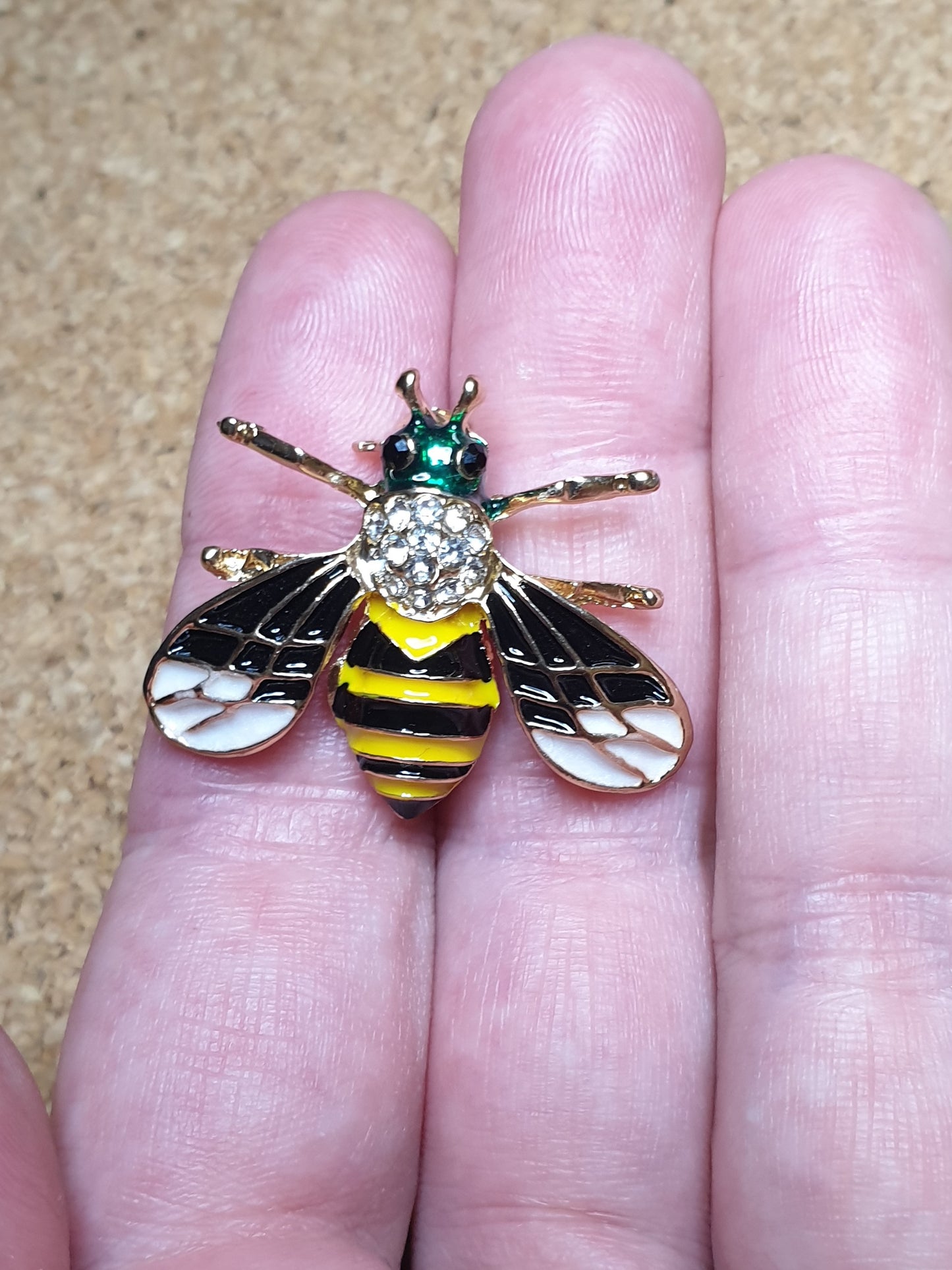 Bee Brooch - Green Black head
