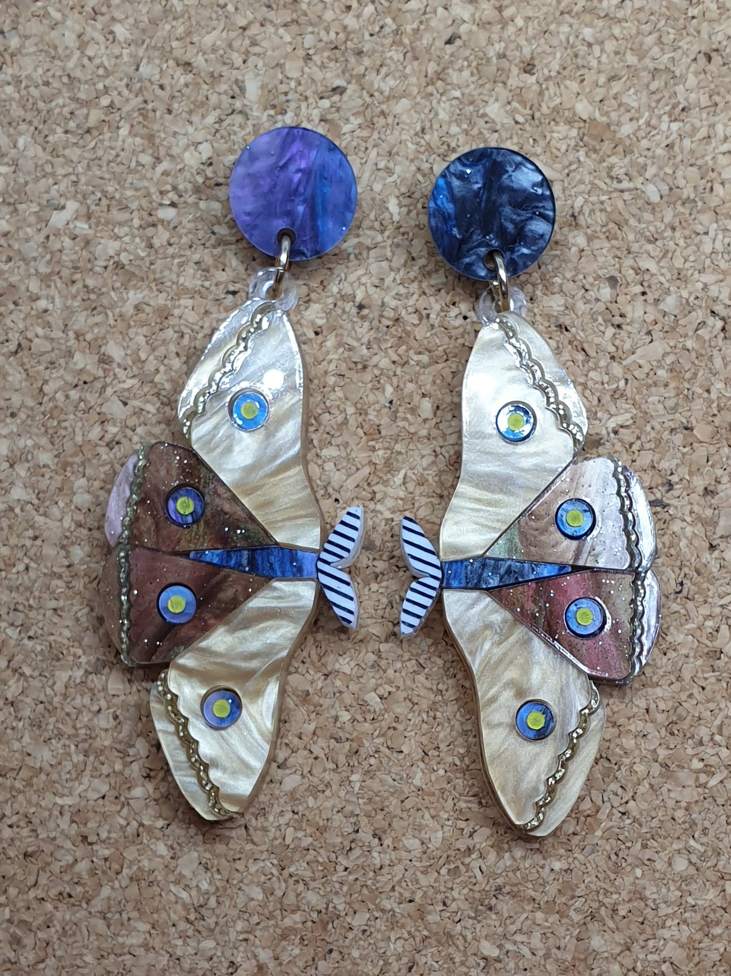 Large Moth dangles acrylic earrings