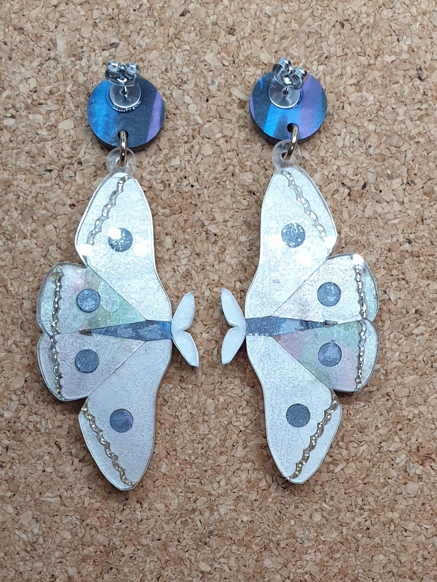 Large Moth dangles acrylic earrings