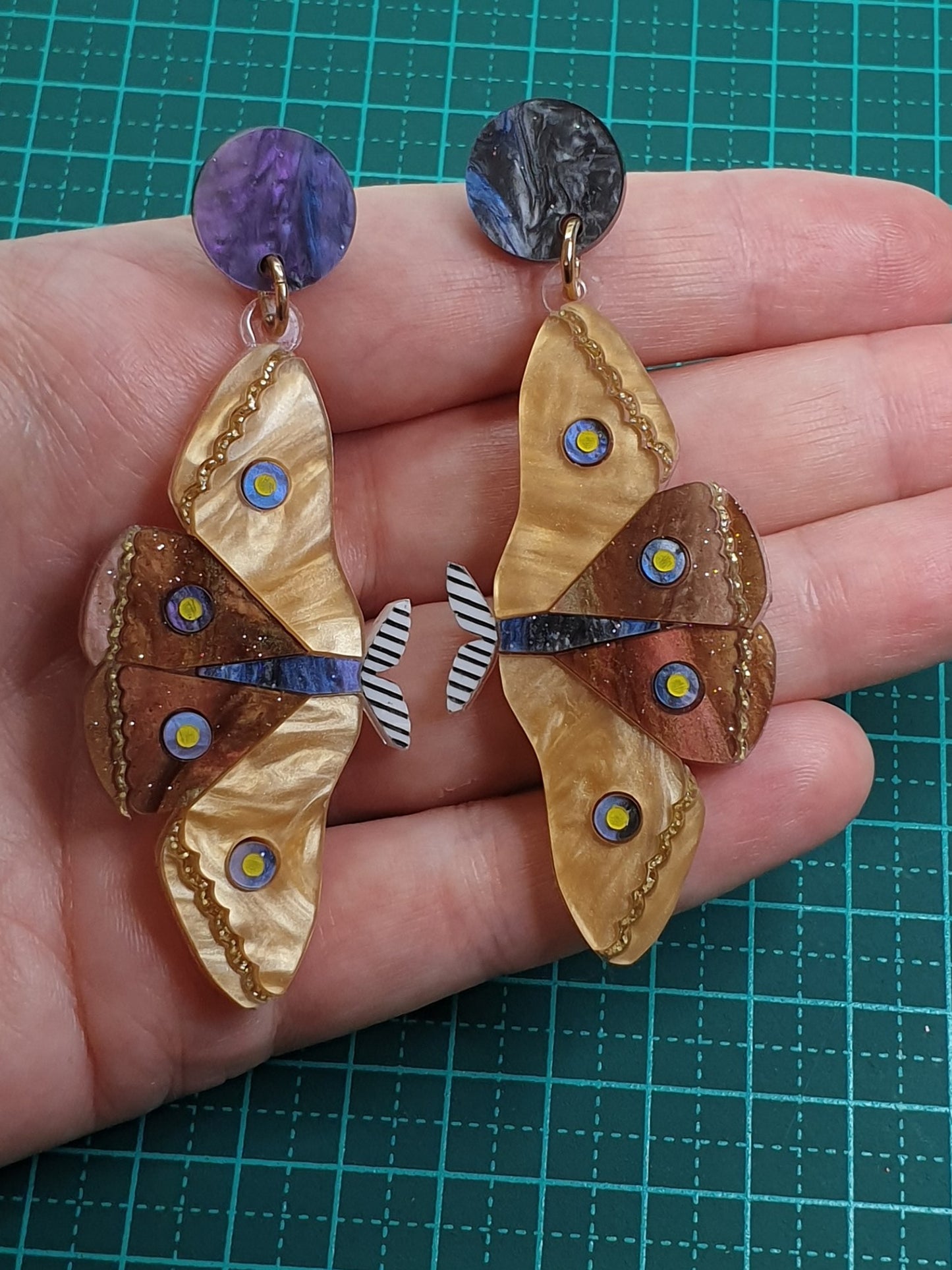Large Moth dangles acrylic earrings