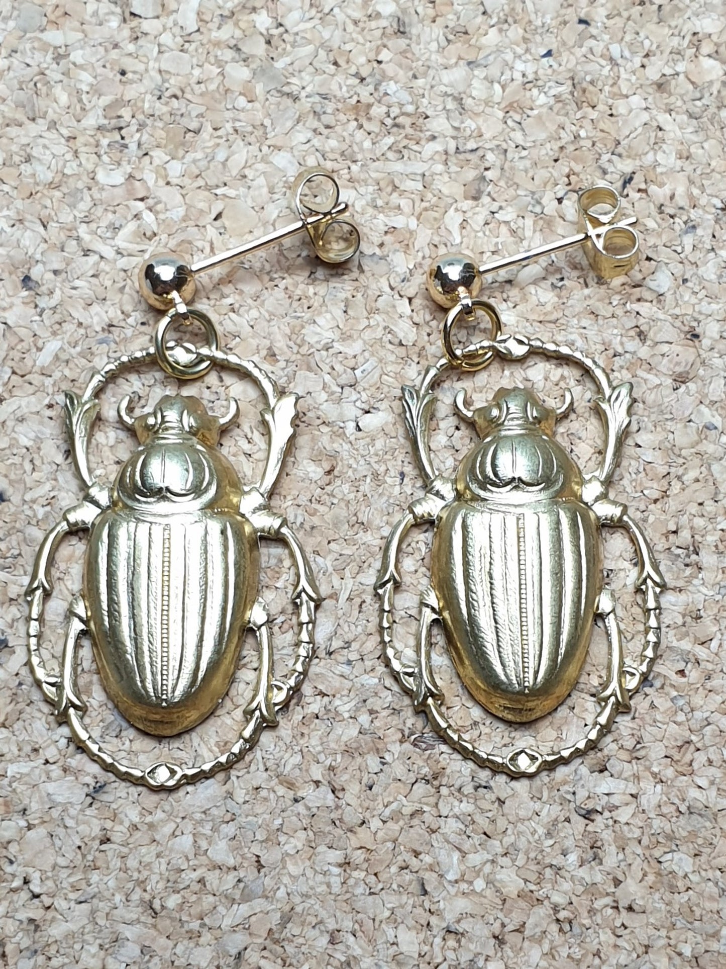 Scarab beetle on studs - Brass & Stainless Steel