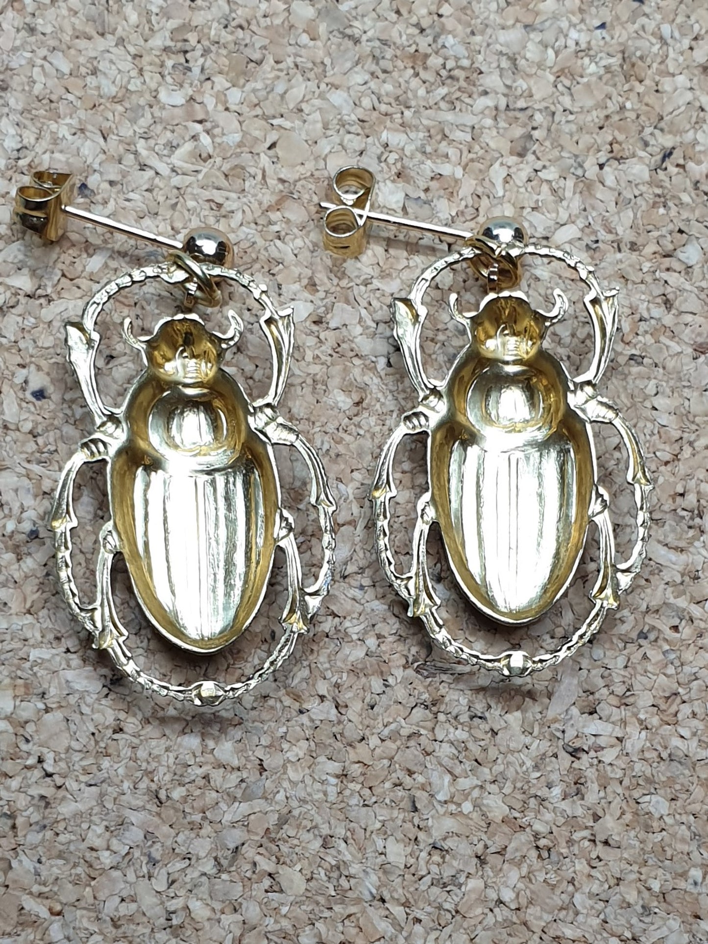 Scarab beetle on studs - Brass & Stainless Steel