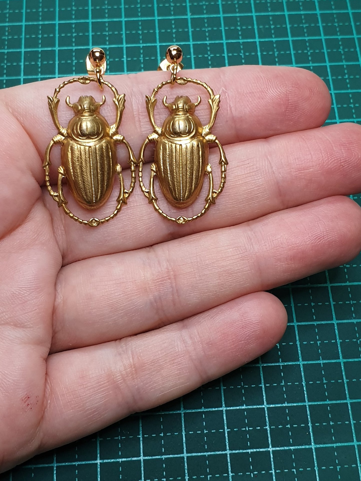 Scarab beetle on studs - Brass & Stainless Steel