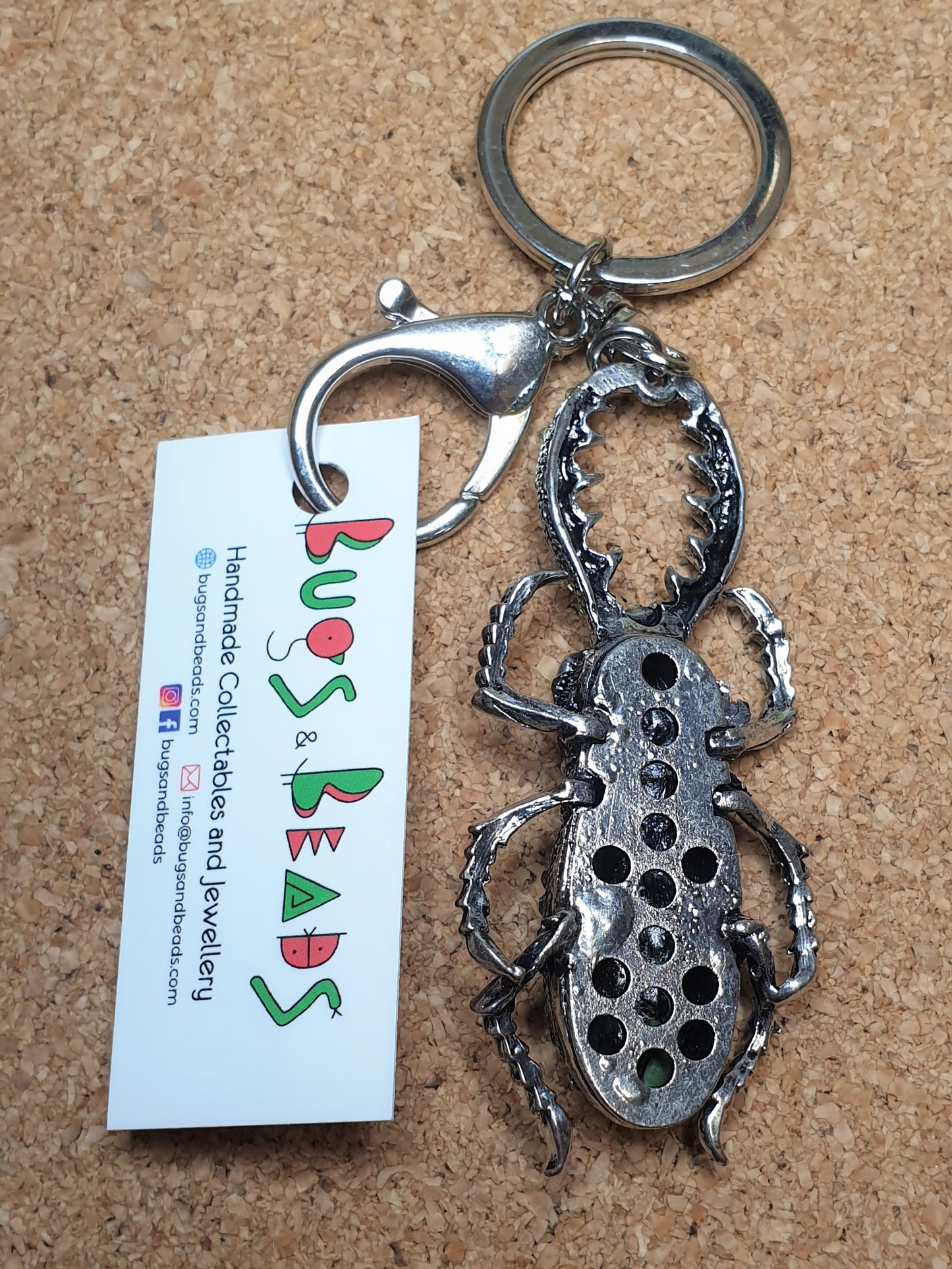 Stag Beetle Keyring - Green