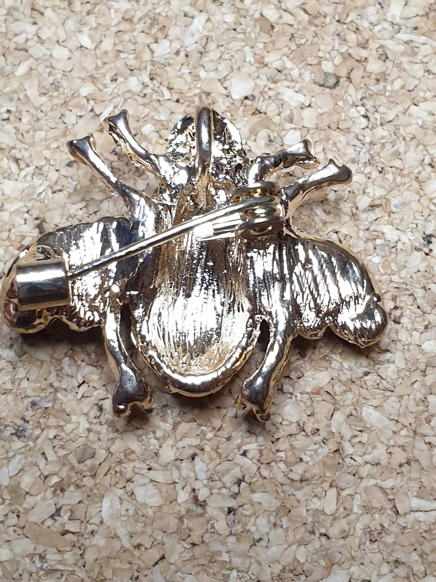 Bee Brooch - Black Wings Gold Body
