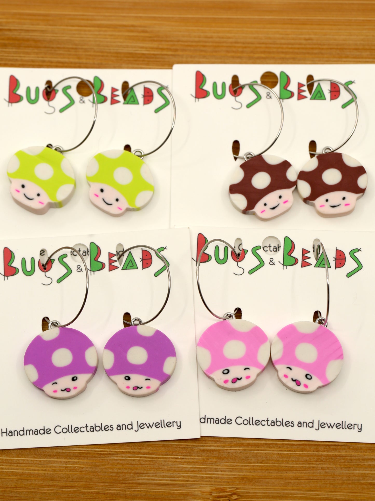 Cute mushrooms earrings on loop