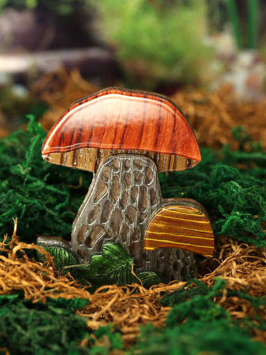 Orange Bolete Mushroom Brooch