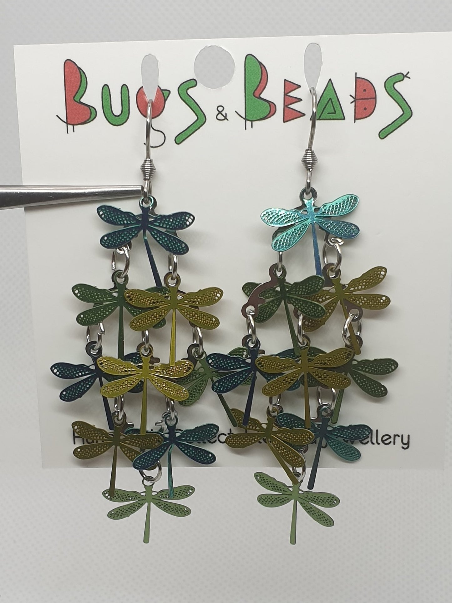 Green Dragonflies dangle earrings