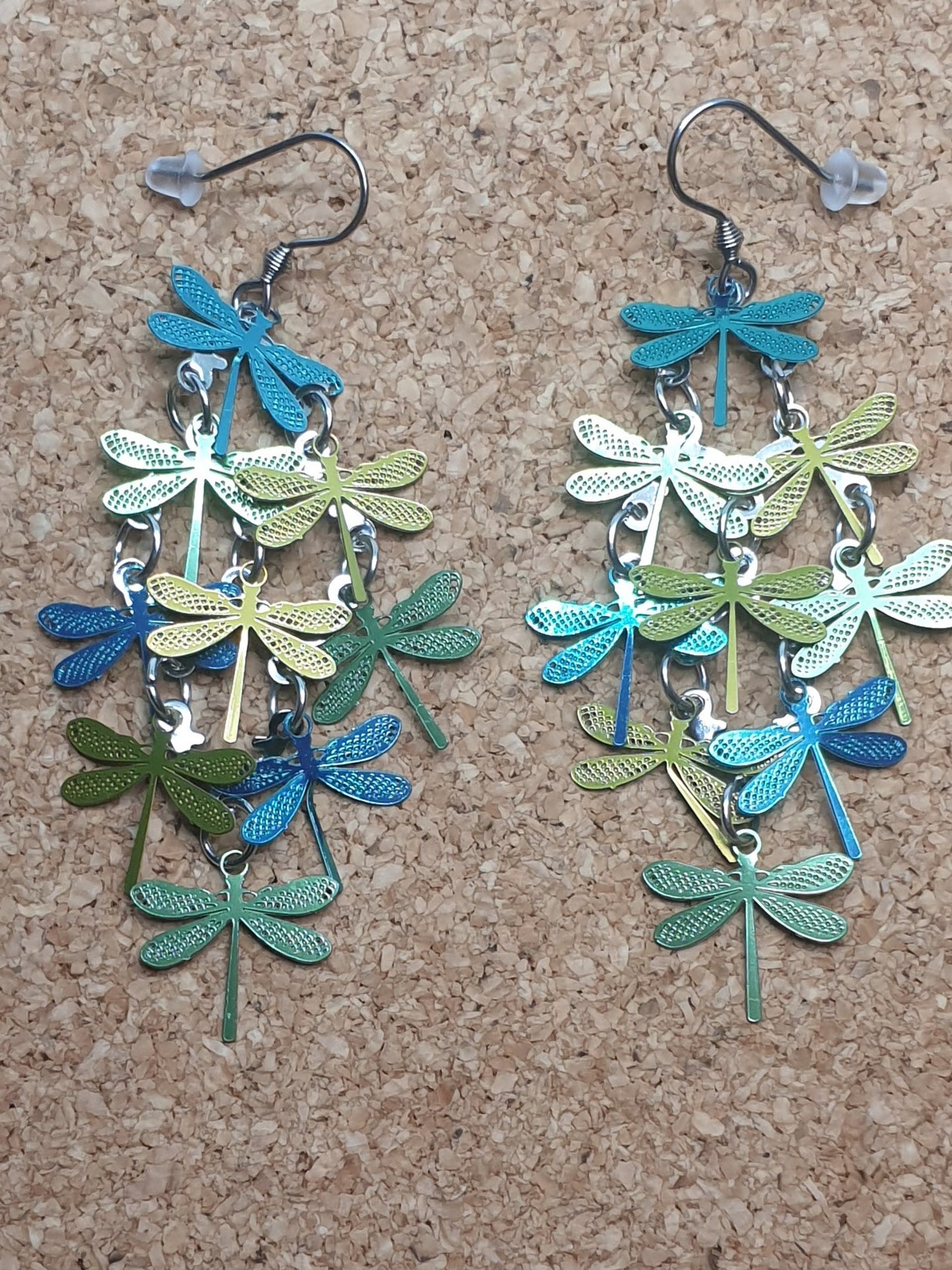 Green Dragonflies dangle earrings