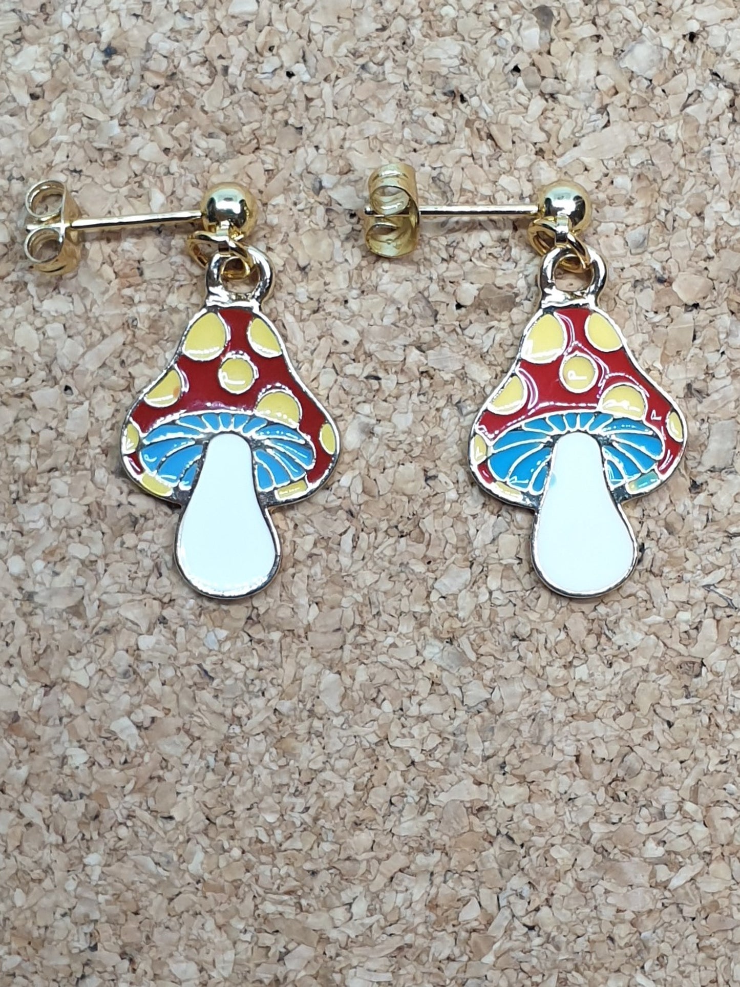 Amanita cartoon golden stud earrings